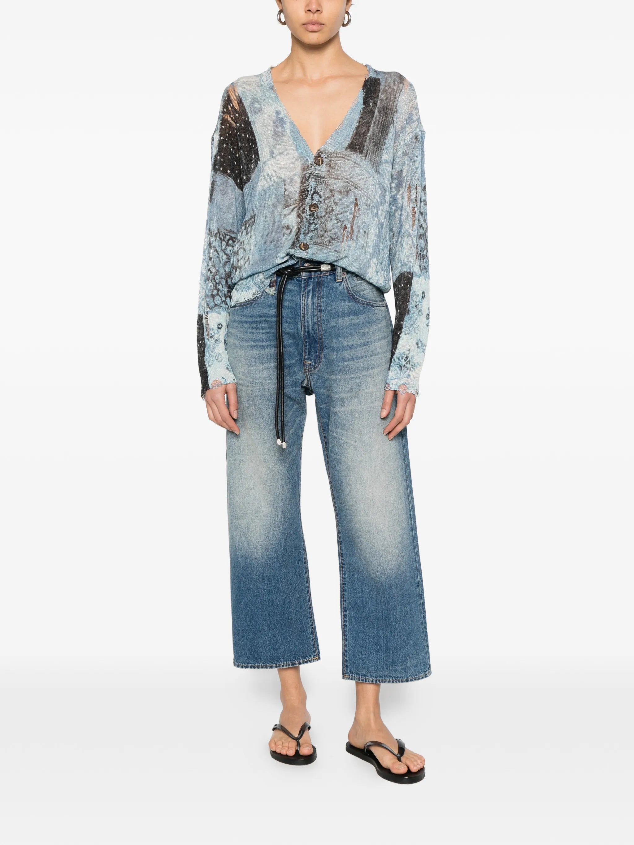 bandana-print boyfriend cardigan