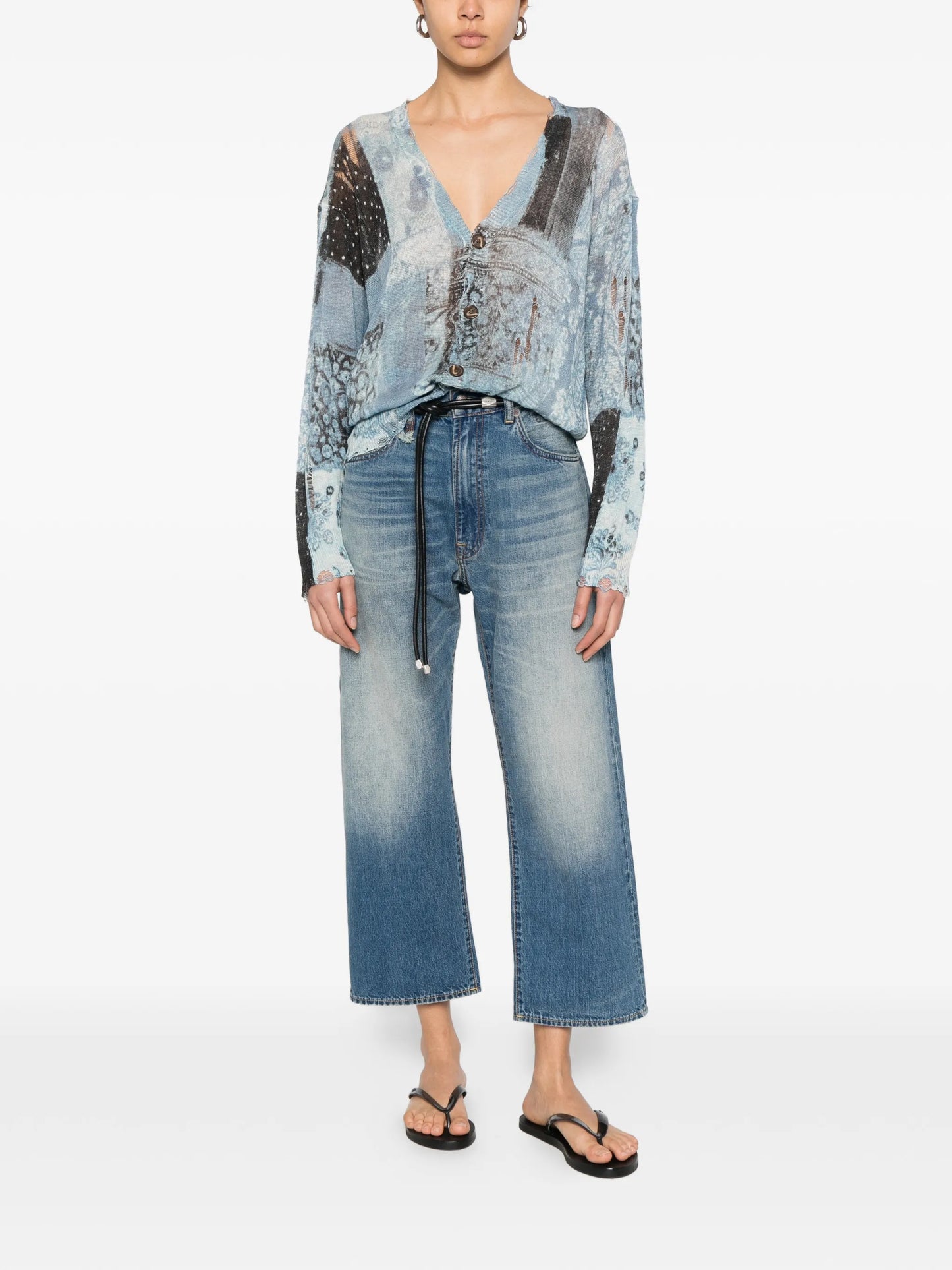 bandana-print boyfriend cardigan