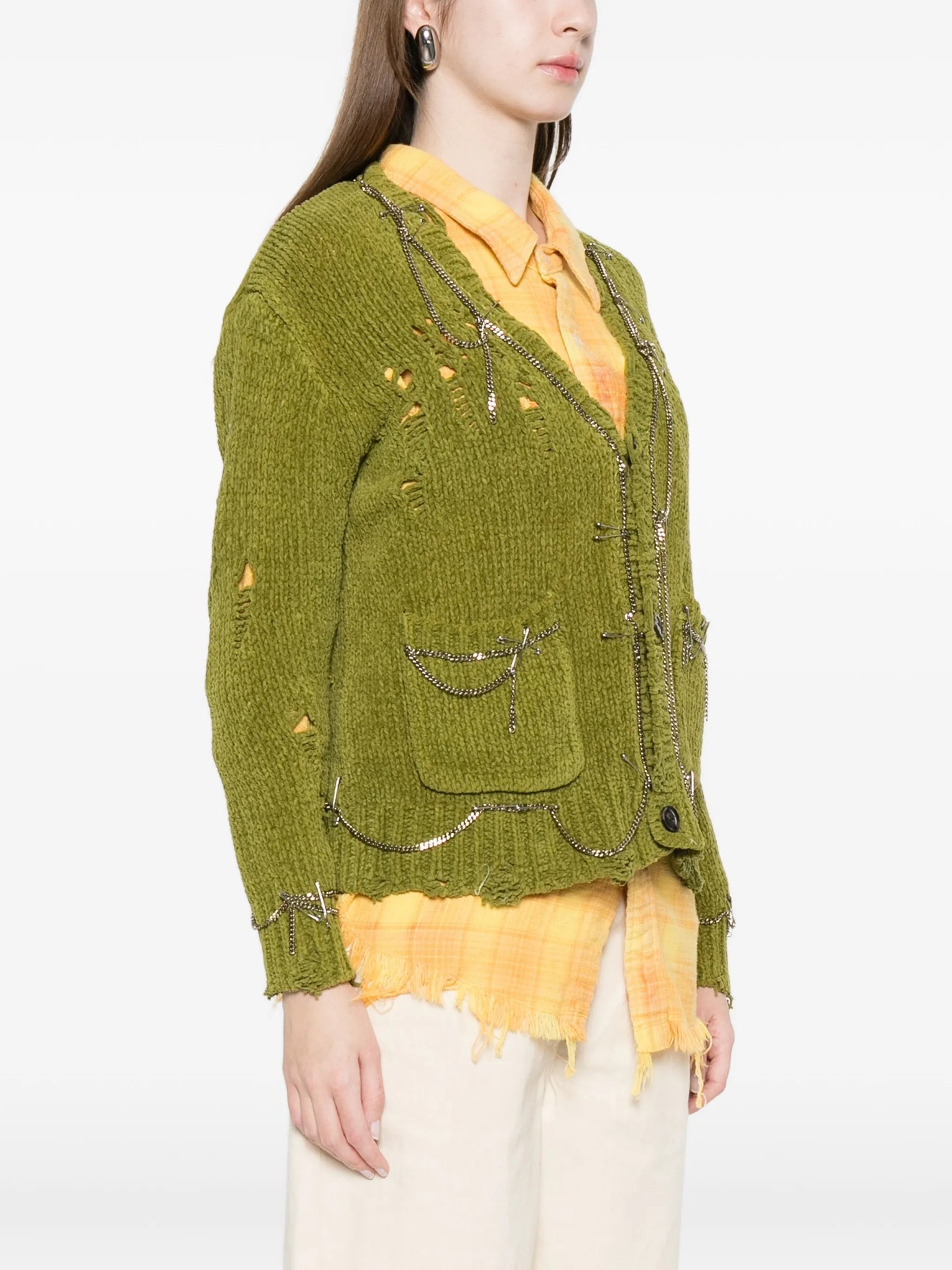 pins chains cardigan