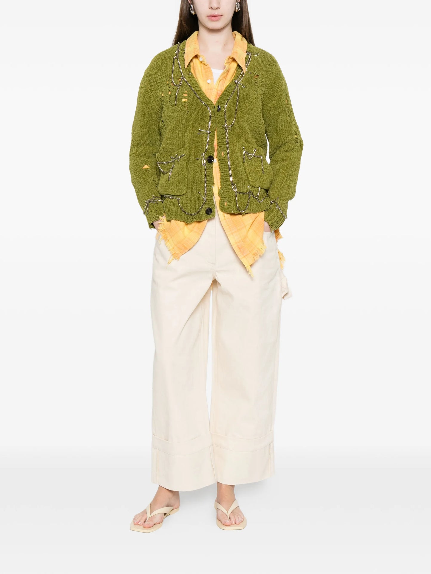 pins chains cardigan