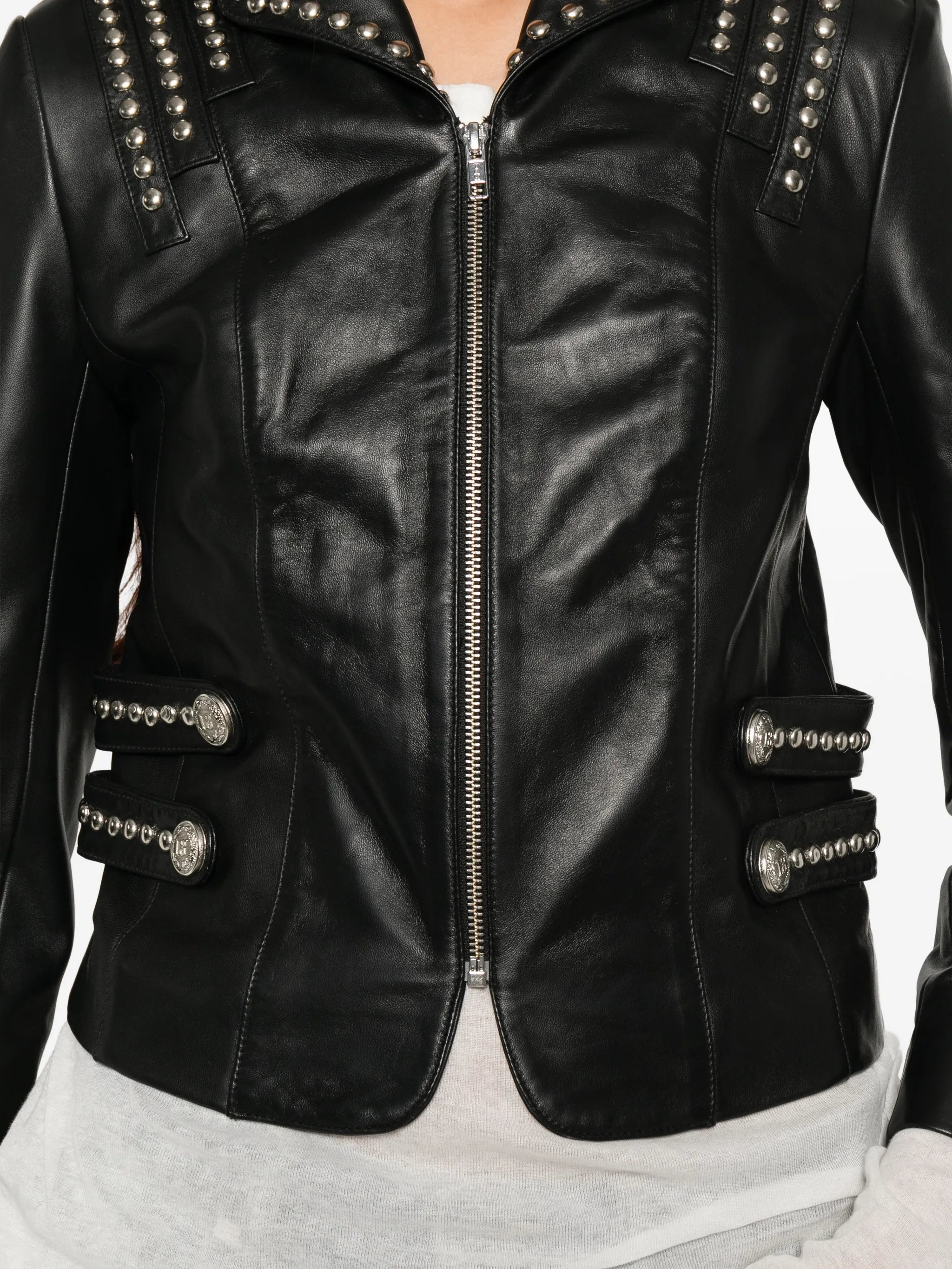Lou stud-embellished leather jacket