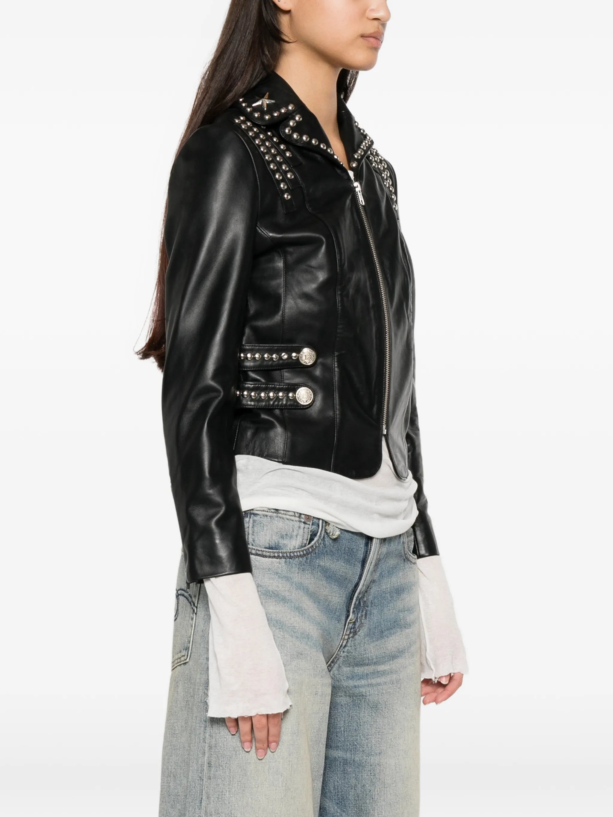 Lou stud-embellished leather jacket