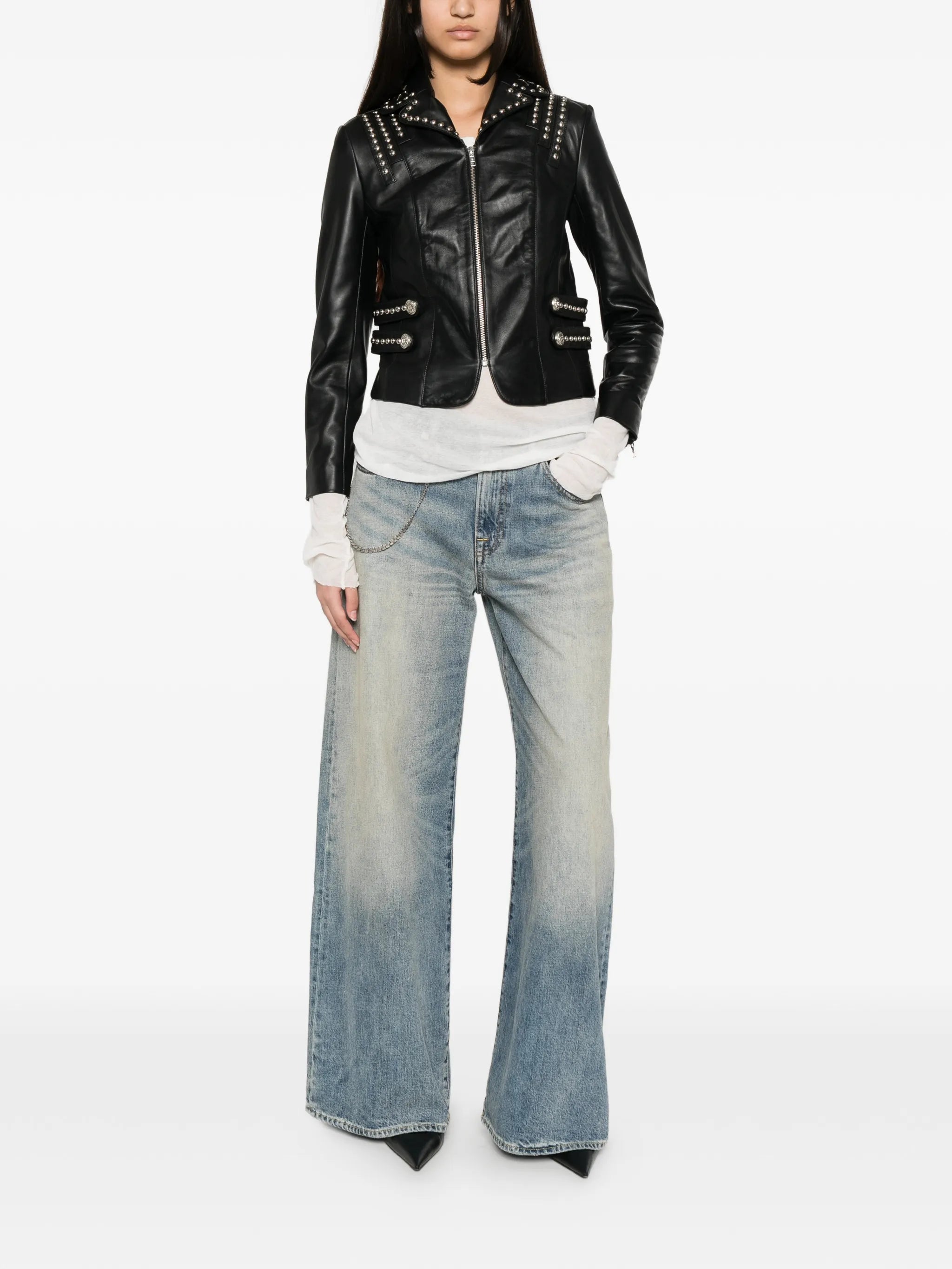 Lou stud-embellished leather jacket