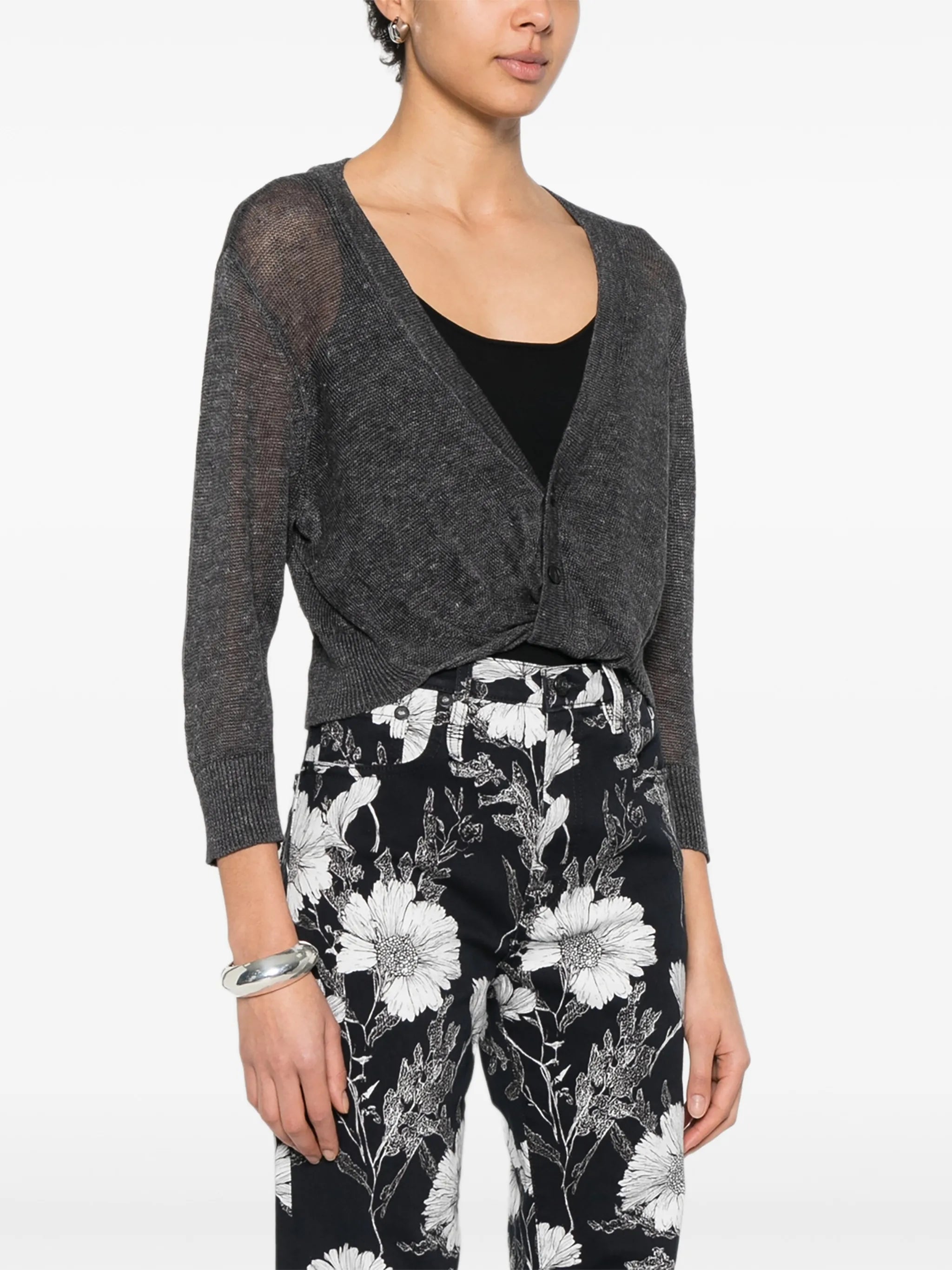 twisted-front knit cardigan