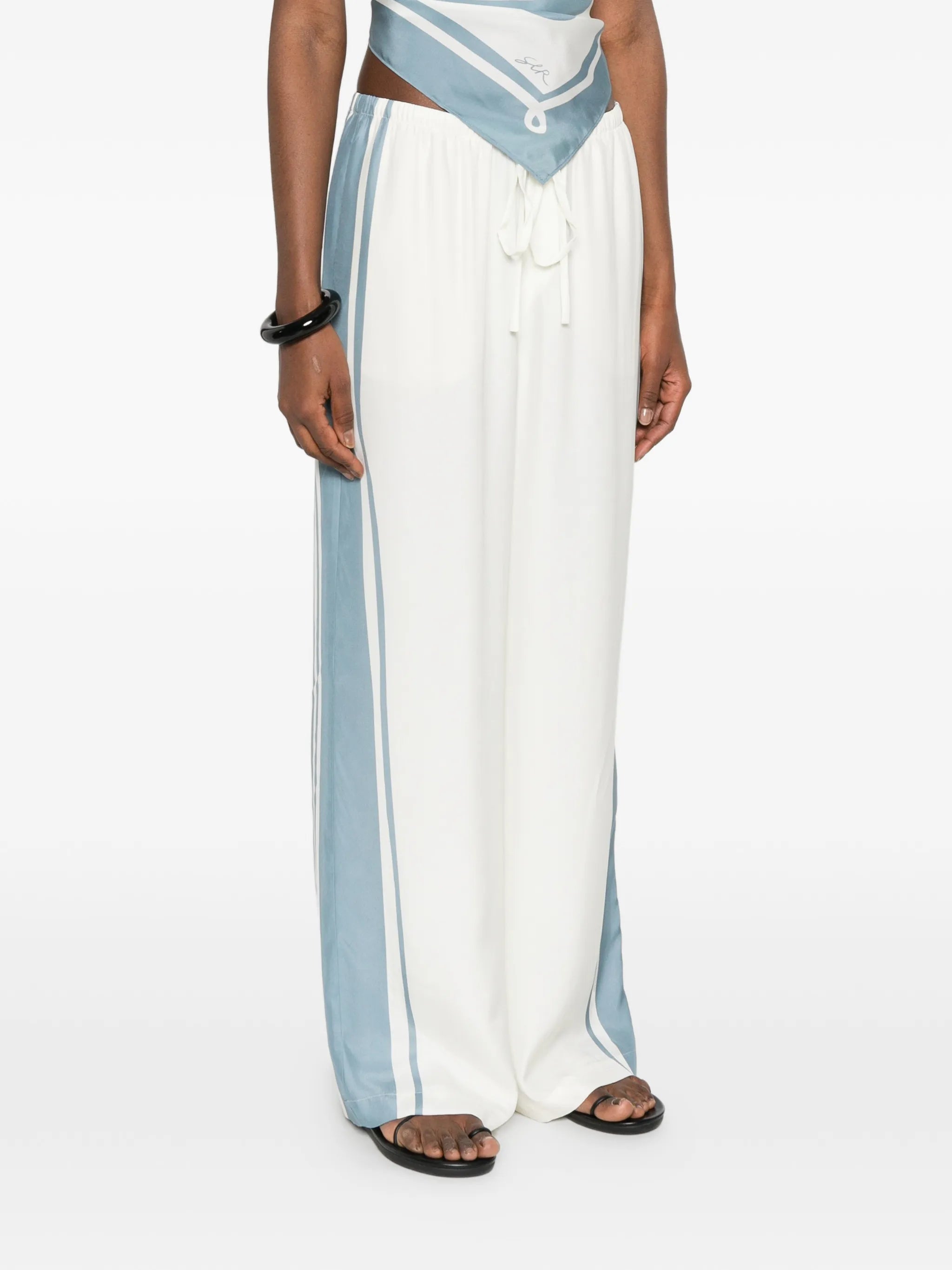 drawstring stripe trousers