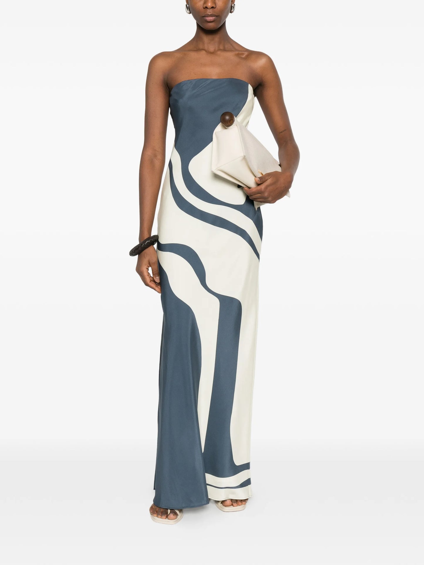 strapless print maxi dress