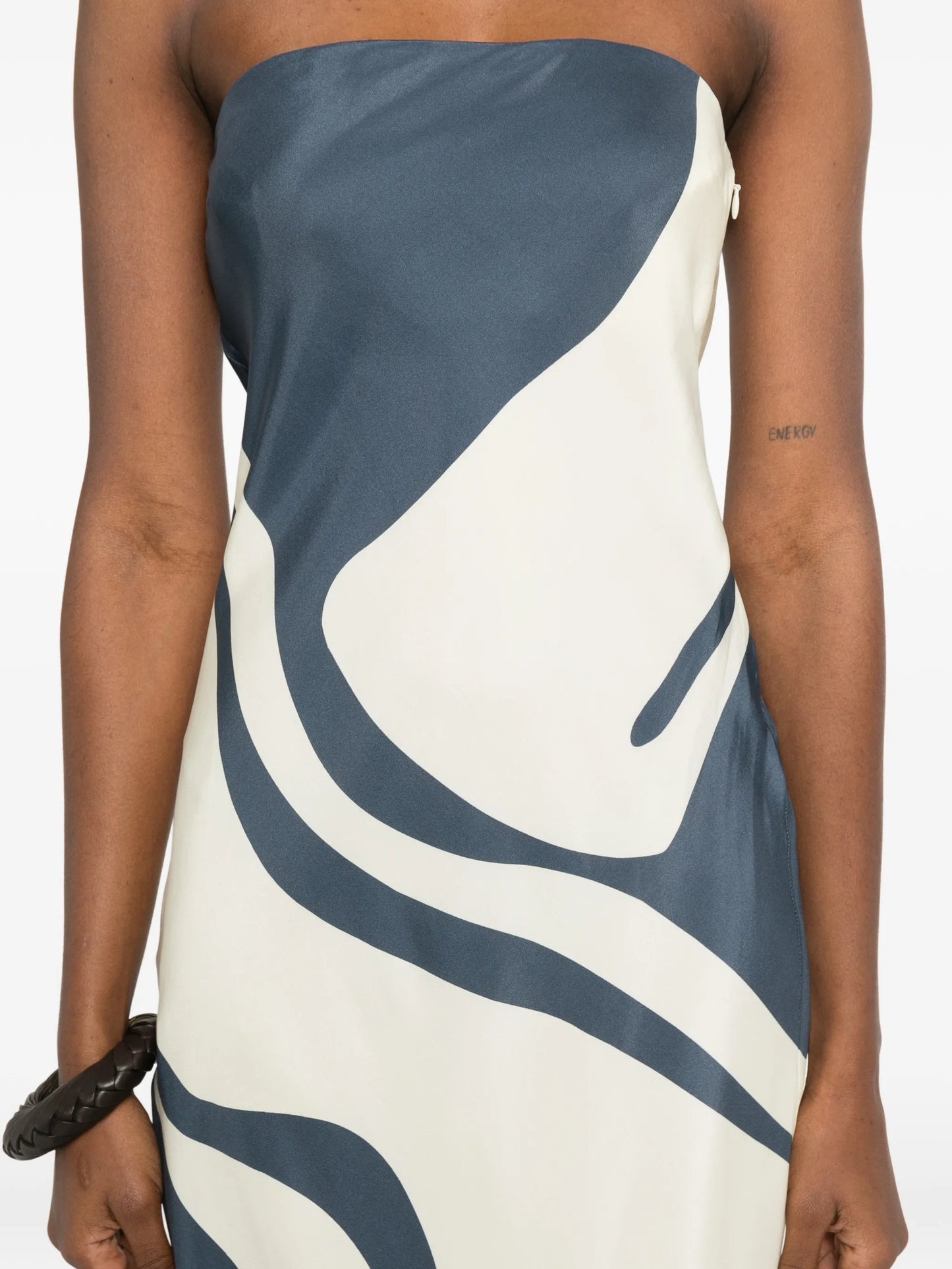 strapless print maxi dress