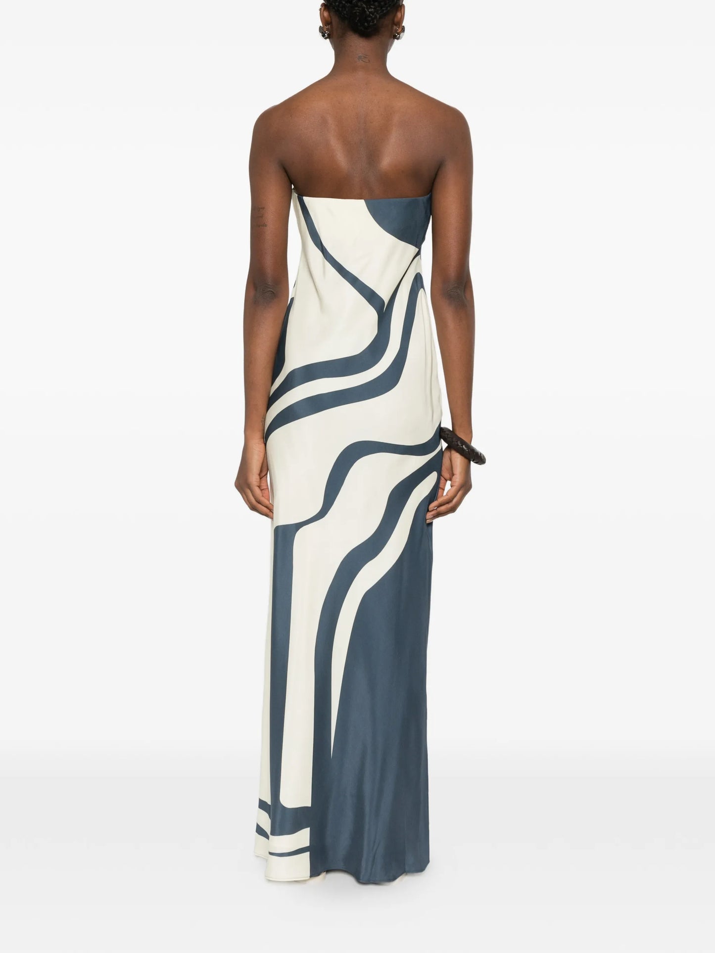 strapless print maxi dress