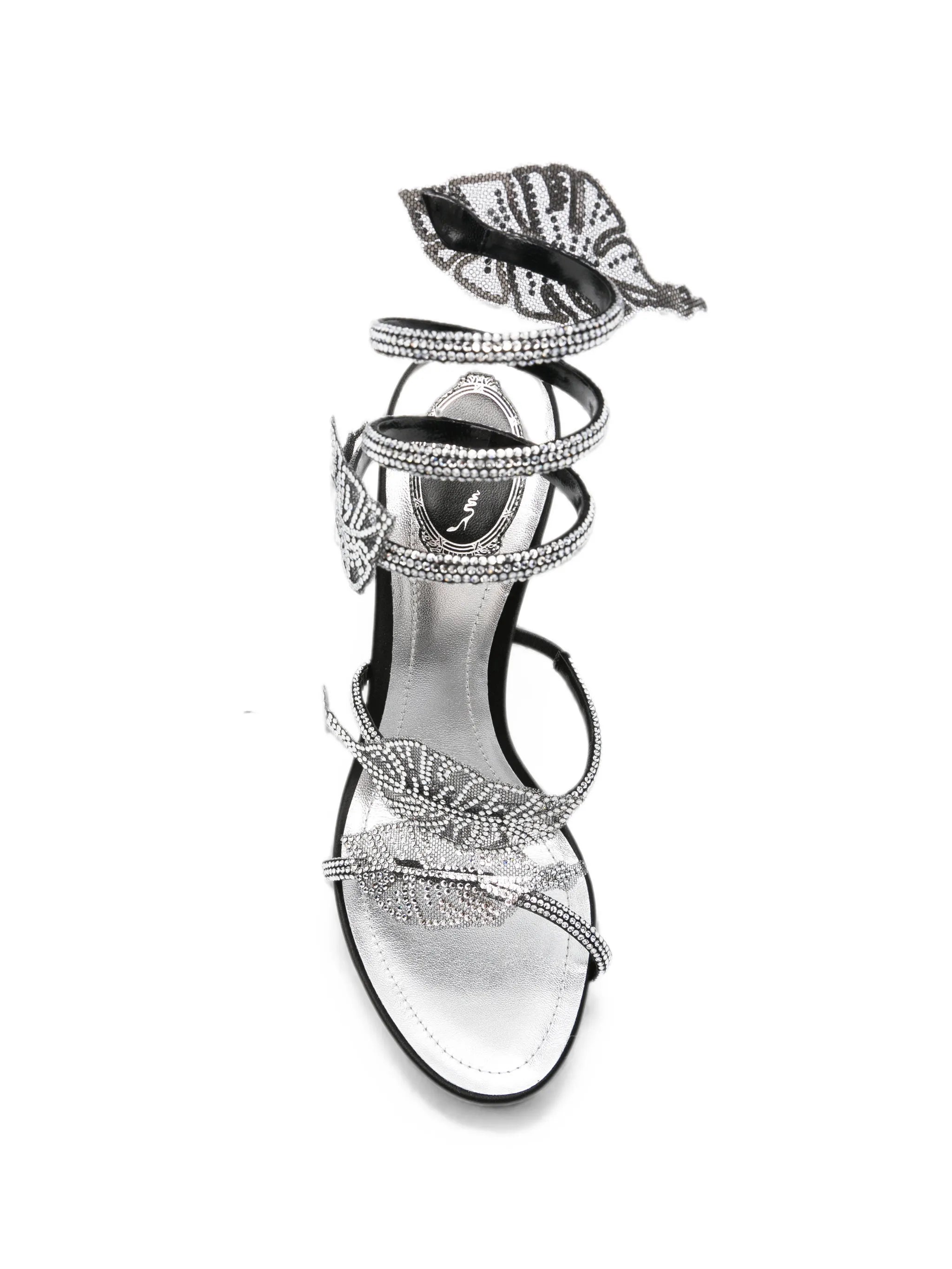 Leaf crystal-embellished heeled sandals
