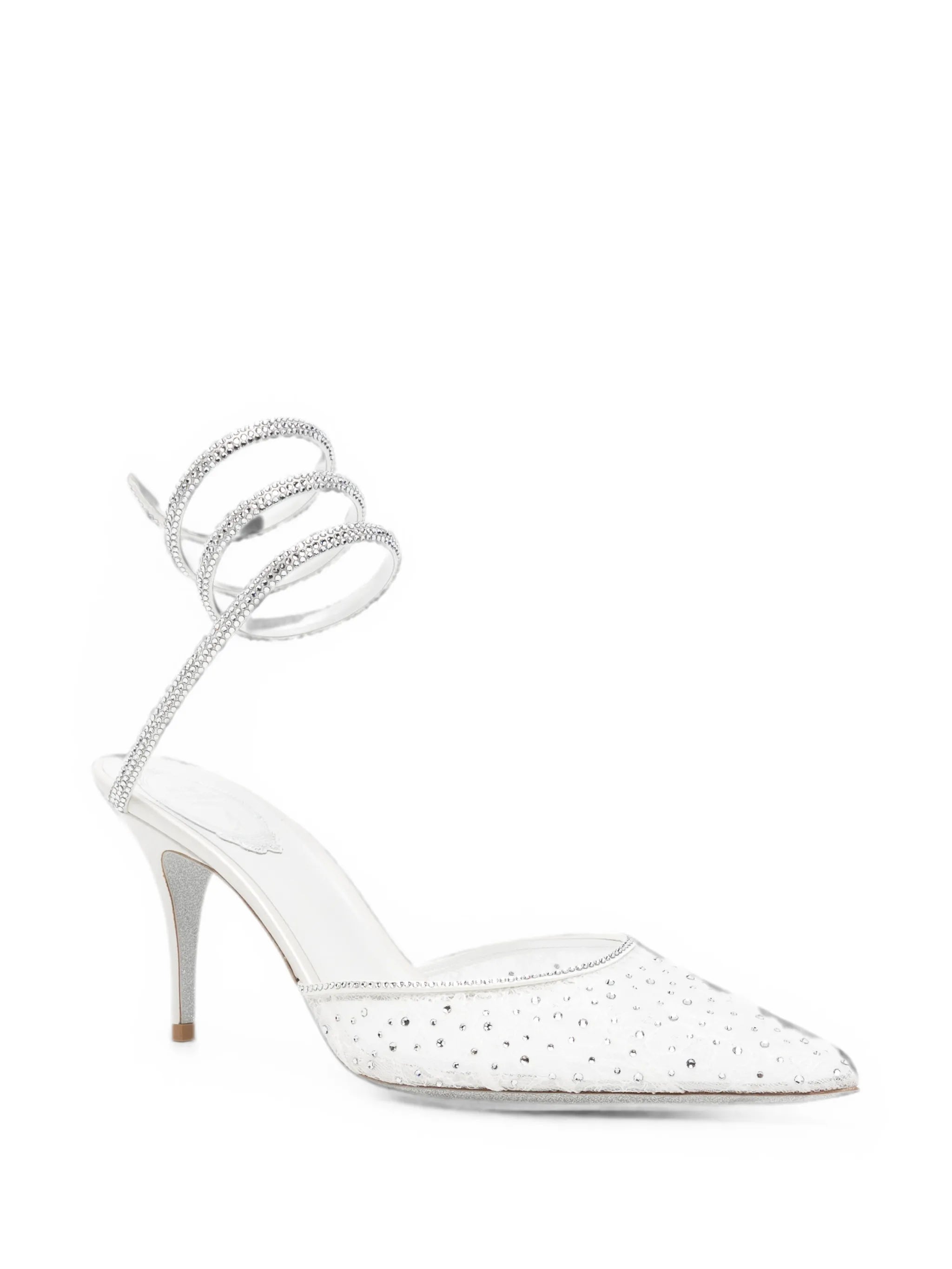 Belle crystal-embellished lace pumps