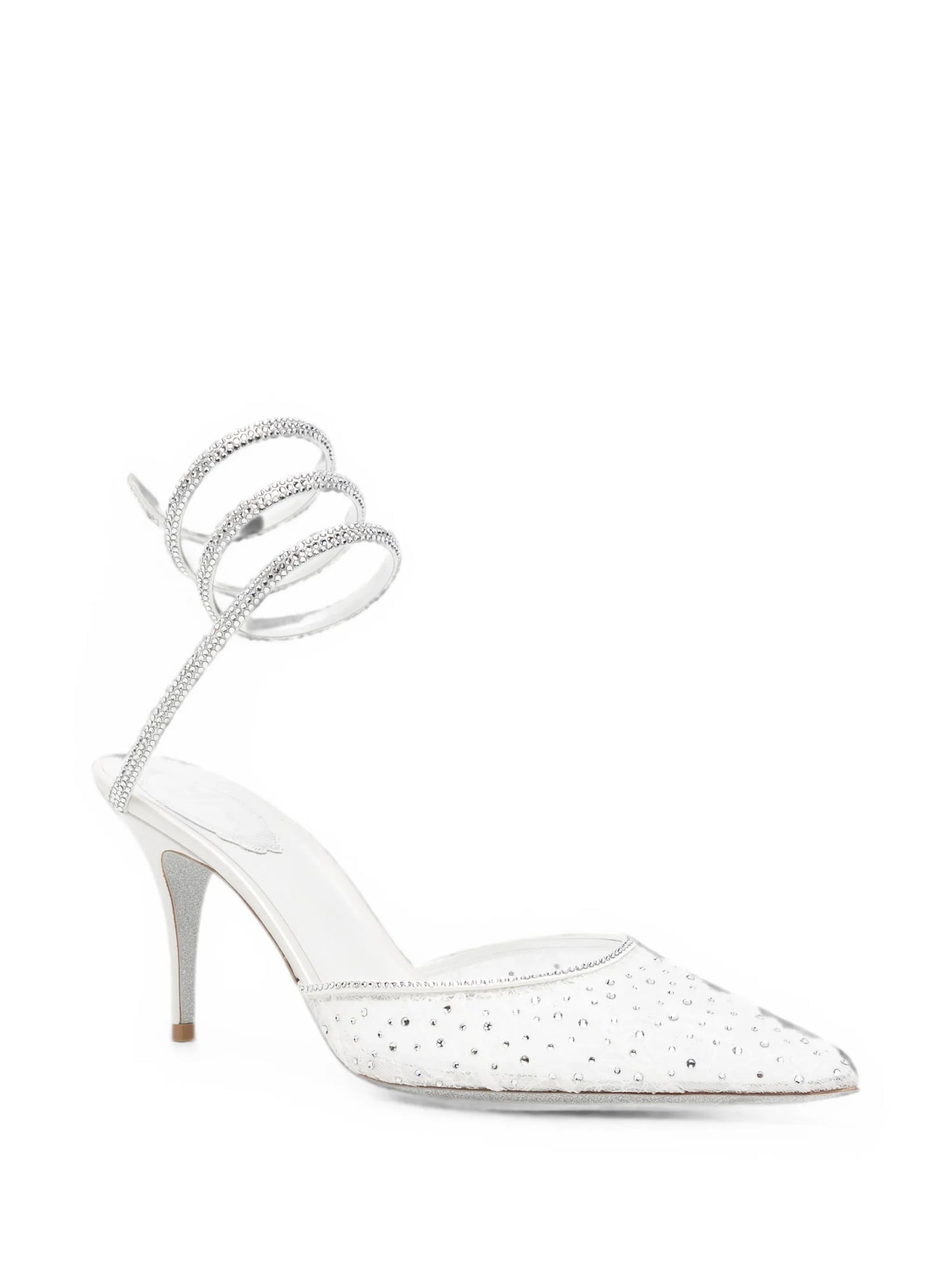 Belle crystal-embellished lace pumps
