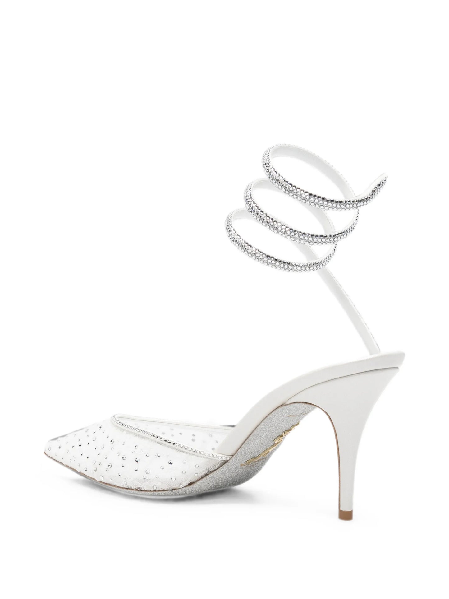 Belle crystal-embellished lace pumps