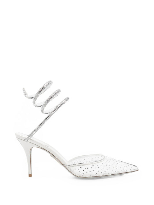 Belle crystal-embellished lace pumps