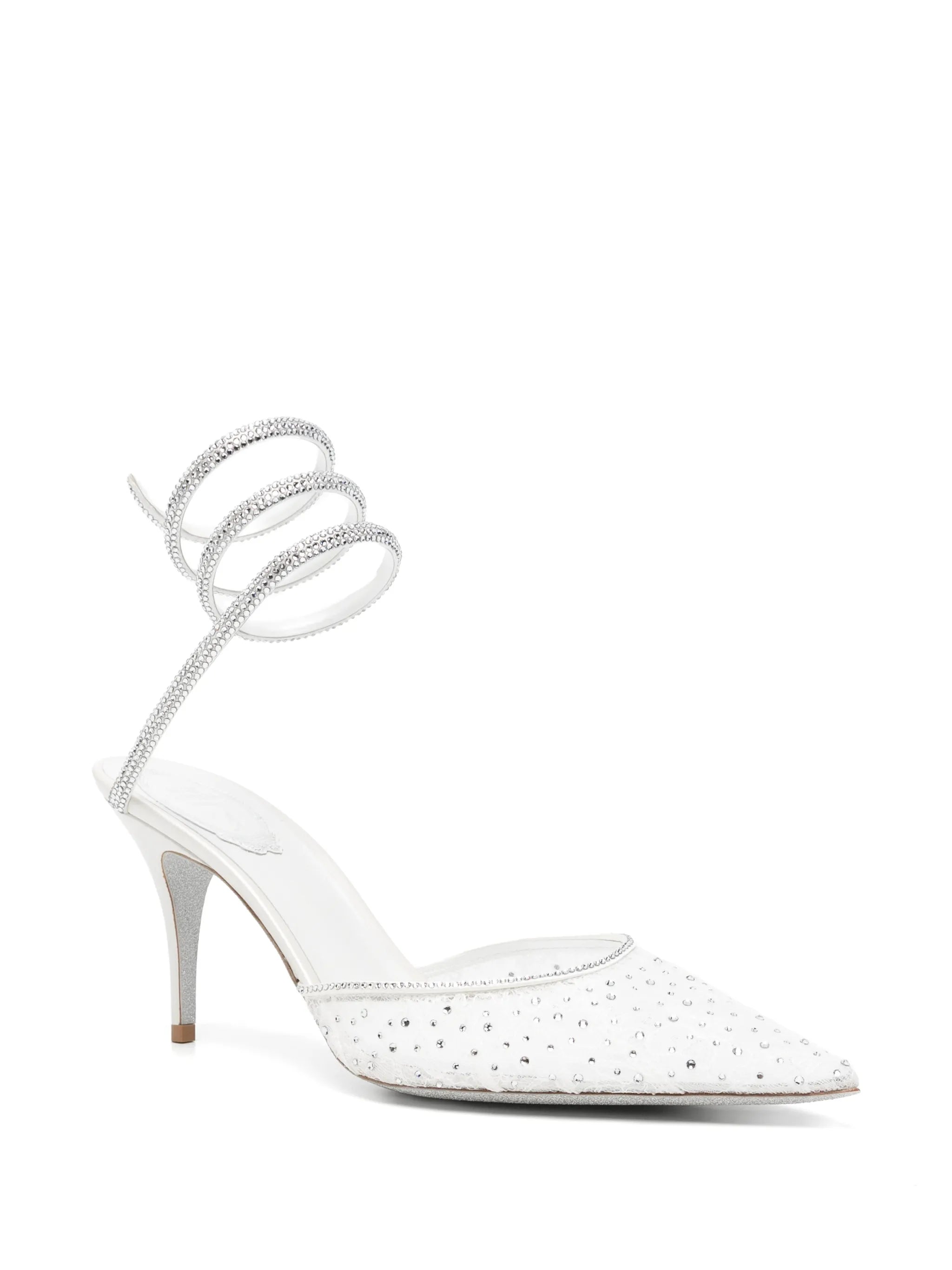 Belle crystal-embellished lace pumps