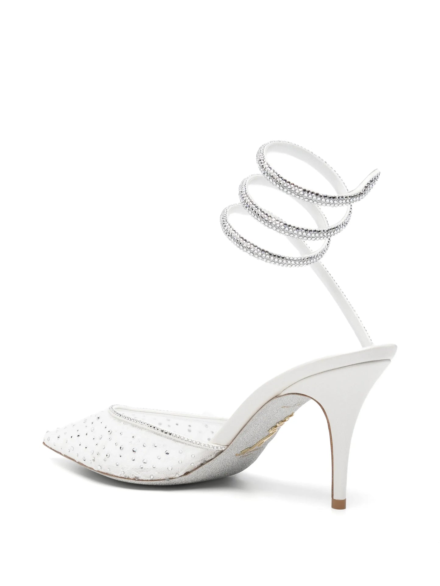 Belle crystal-embellished lace pumps