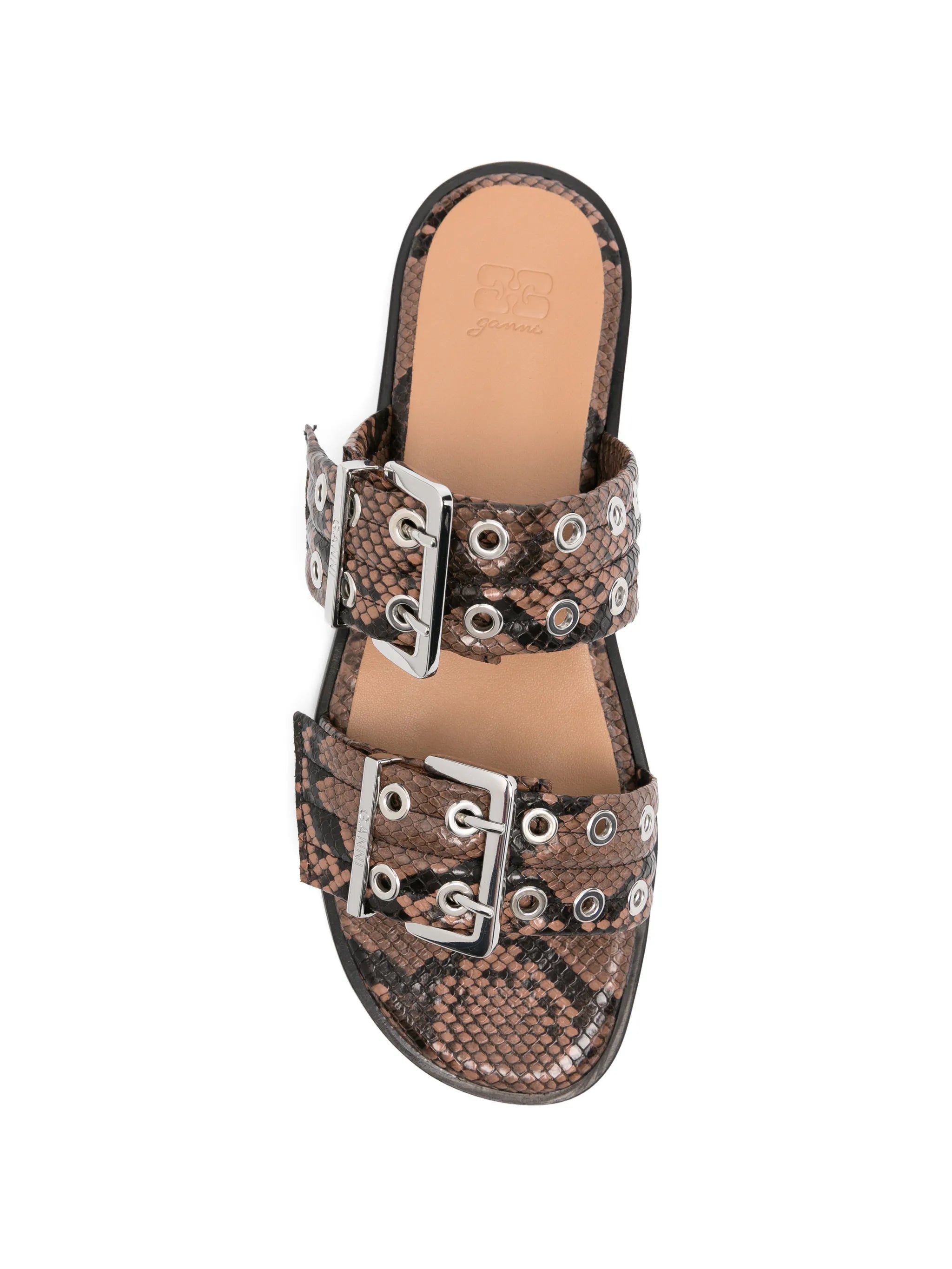 buckle-fastening snakeskin-effect sandals