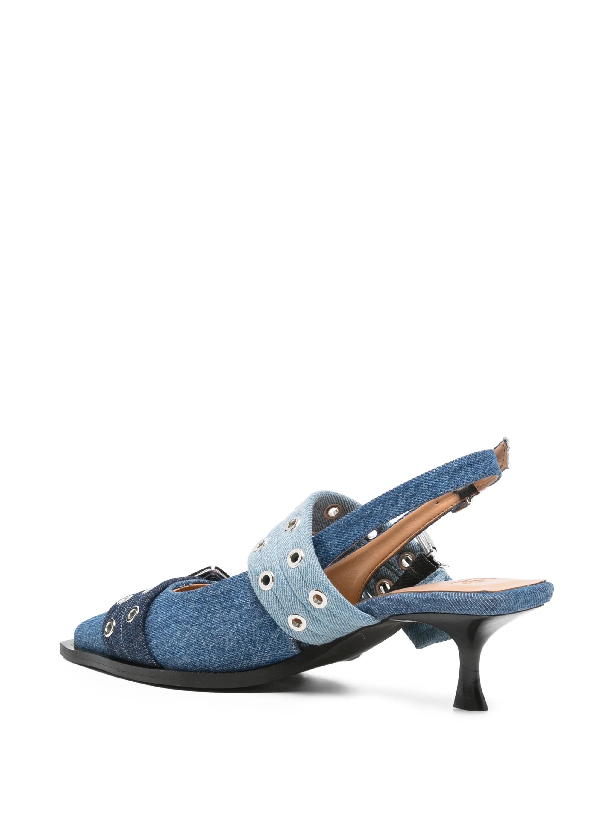 buckle-detail denim pumps