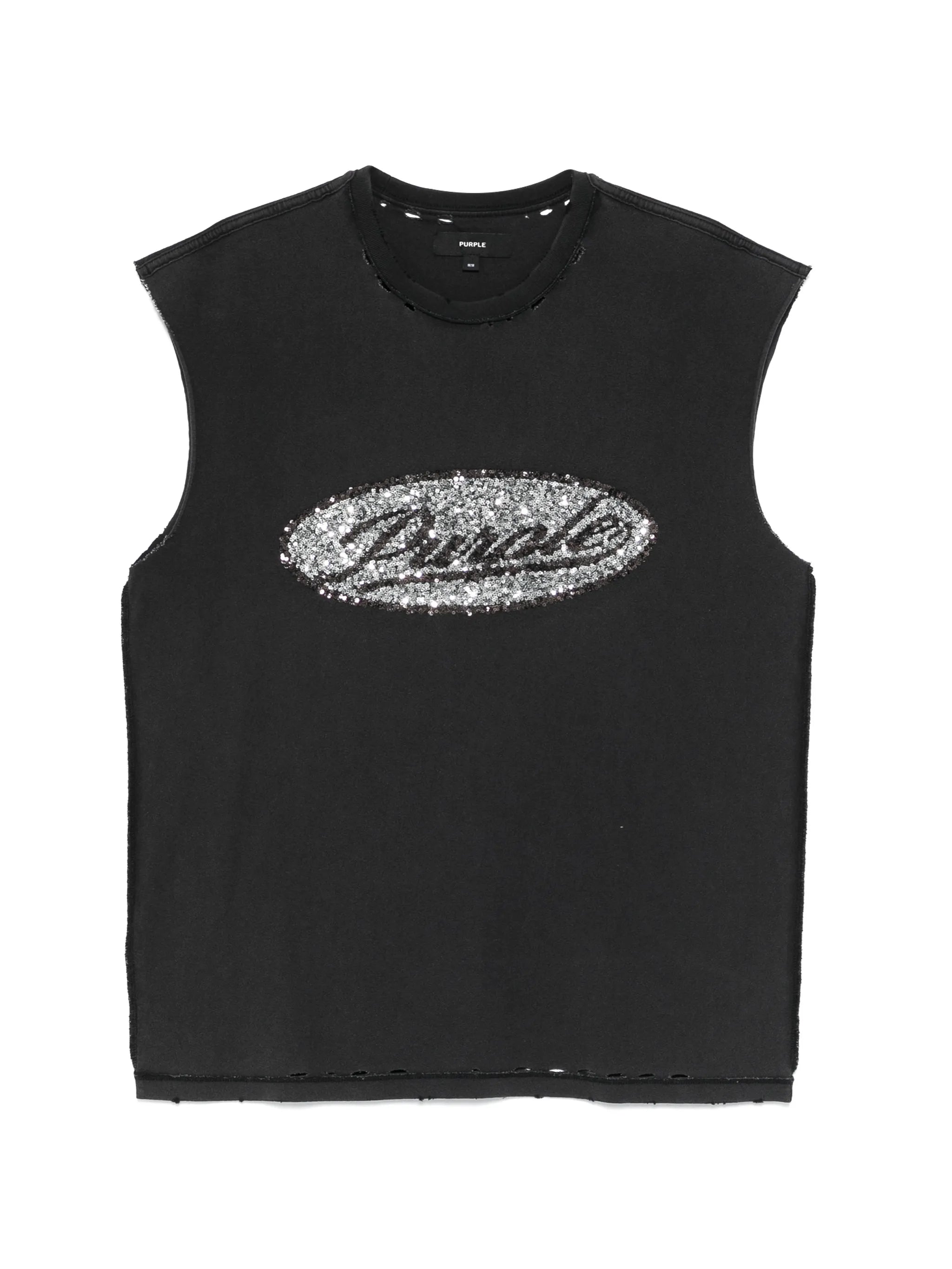 sequin-embellished textured tank top