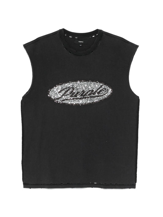 sequin-embellished textured tank top
