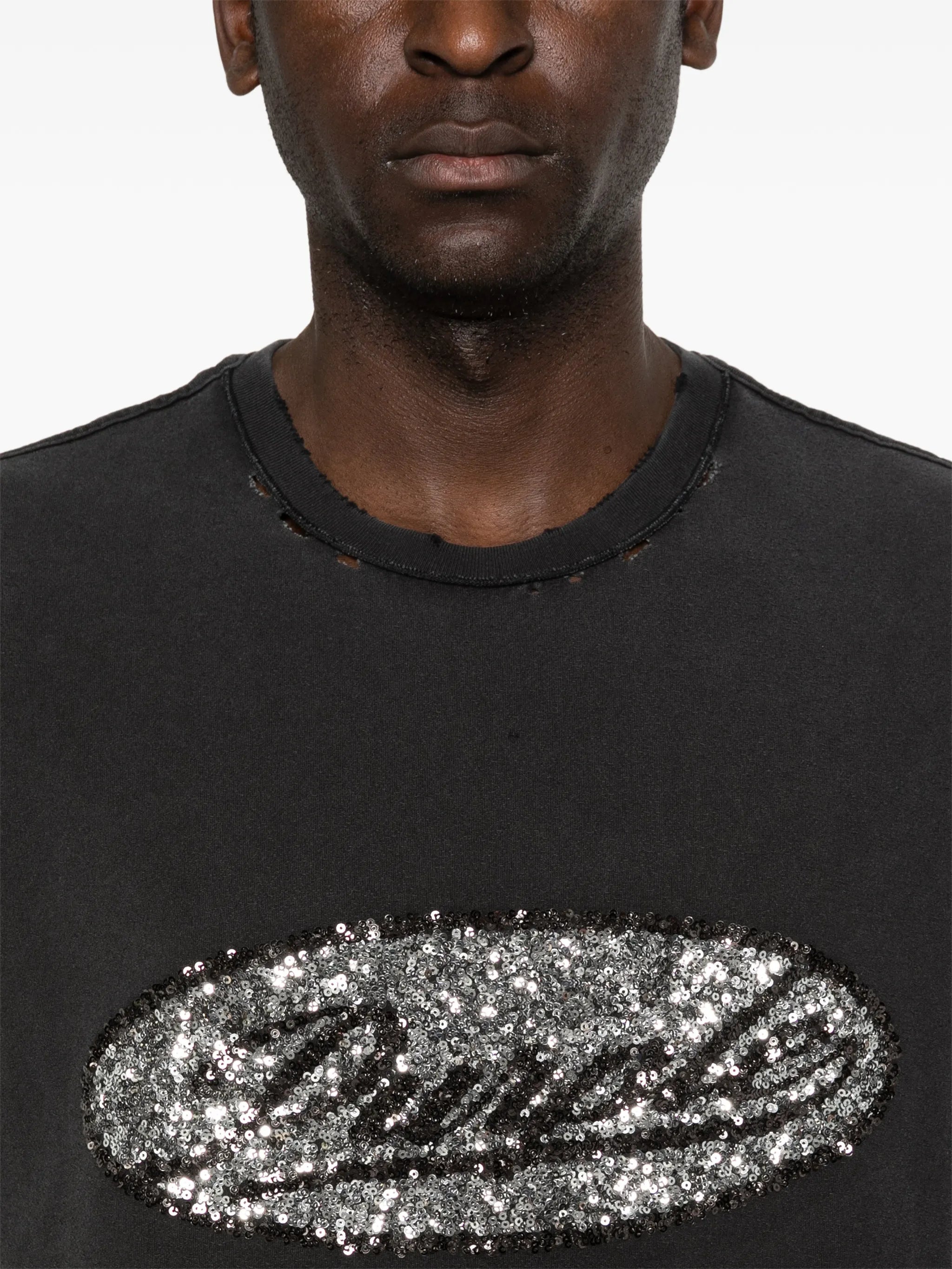 sequin-embellished textured tank top