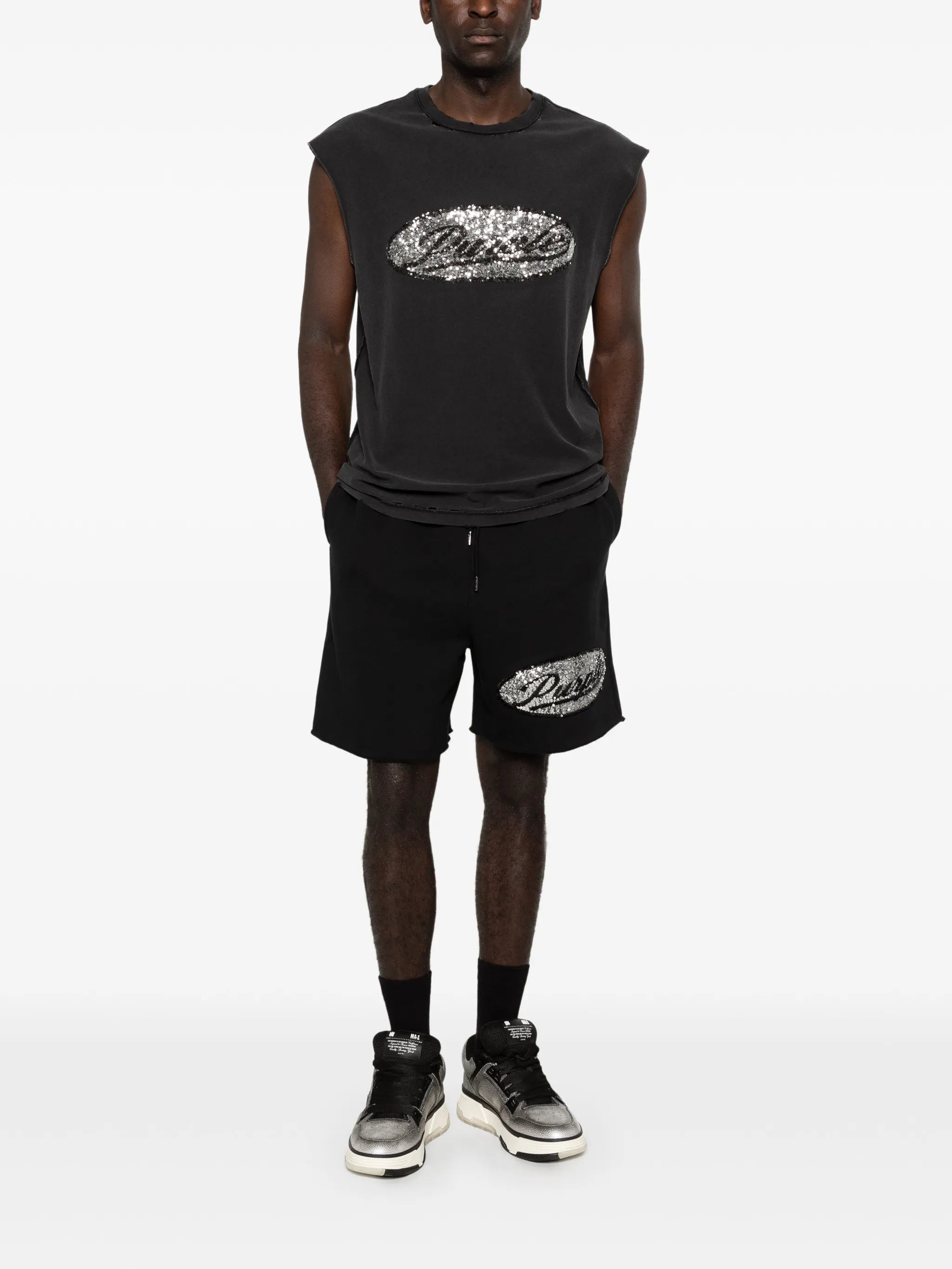 Sequin script shorts