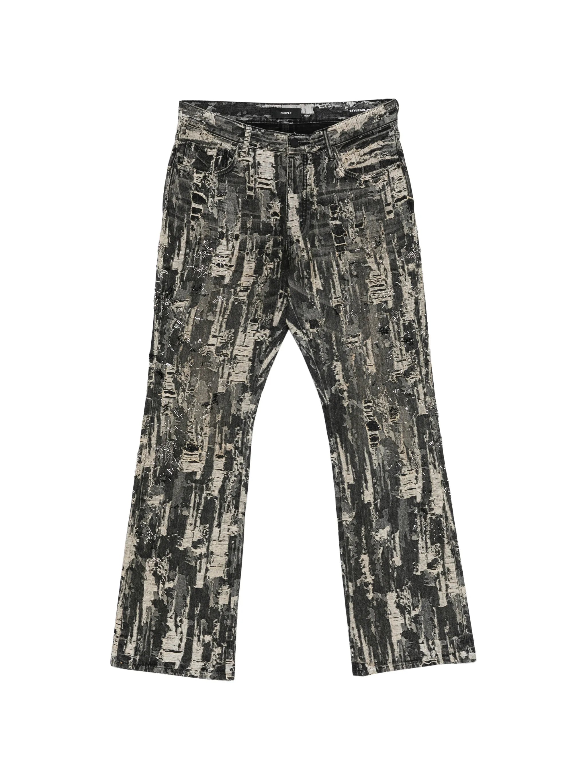 P026 beaded destroyed baggy jeans