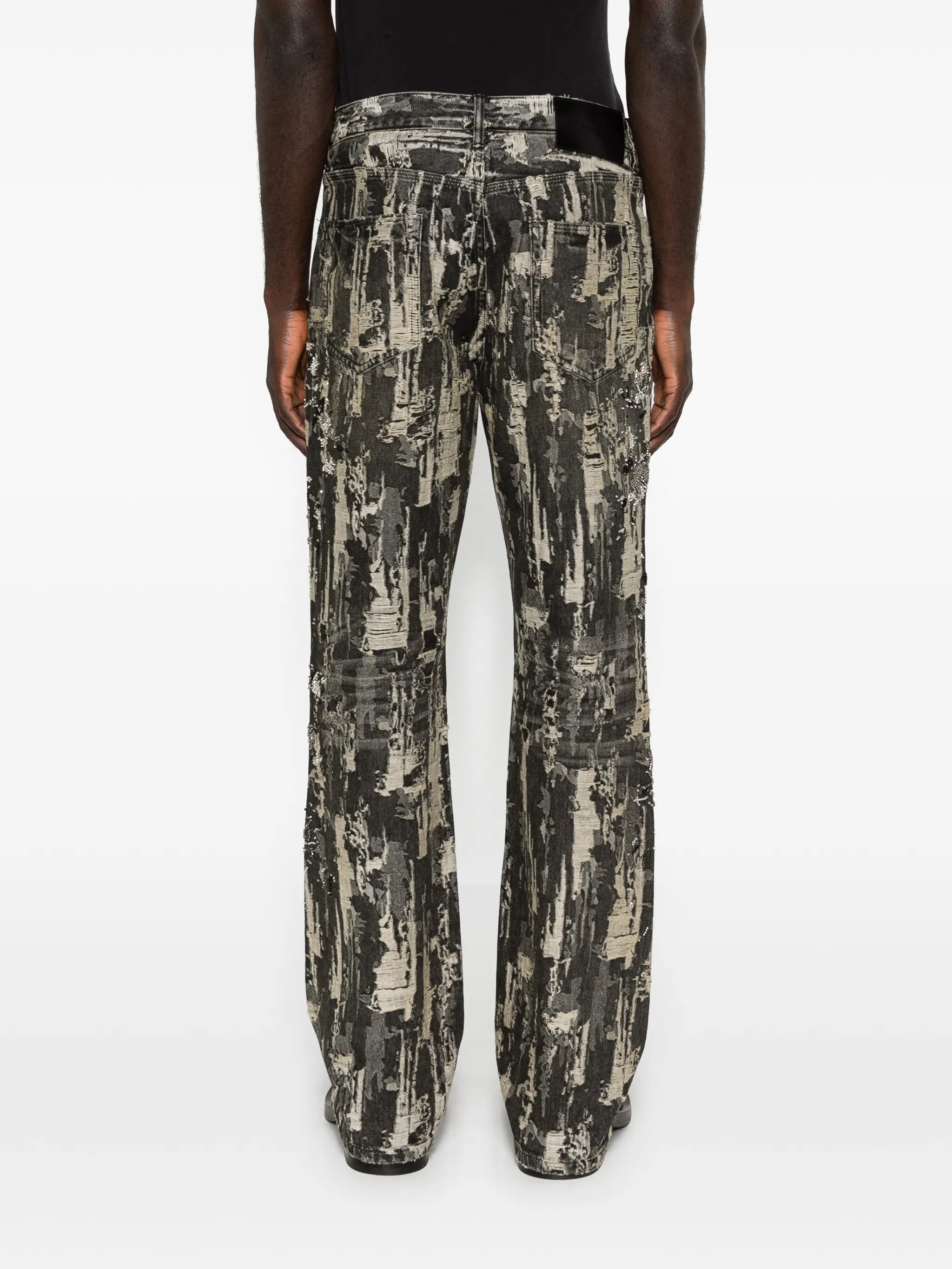 P026 beaded destroyed baggy jeans