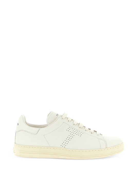 perforated-logo leather sneakers