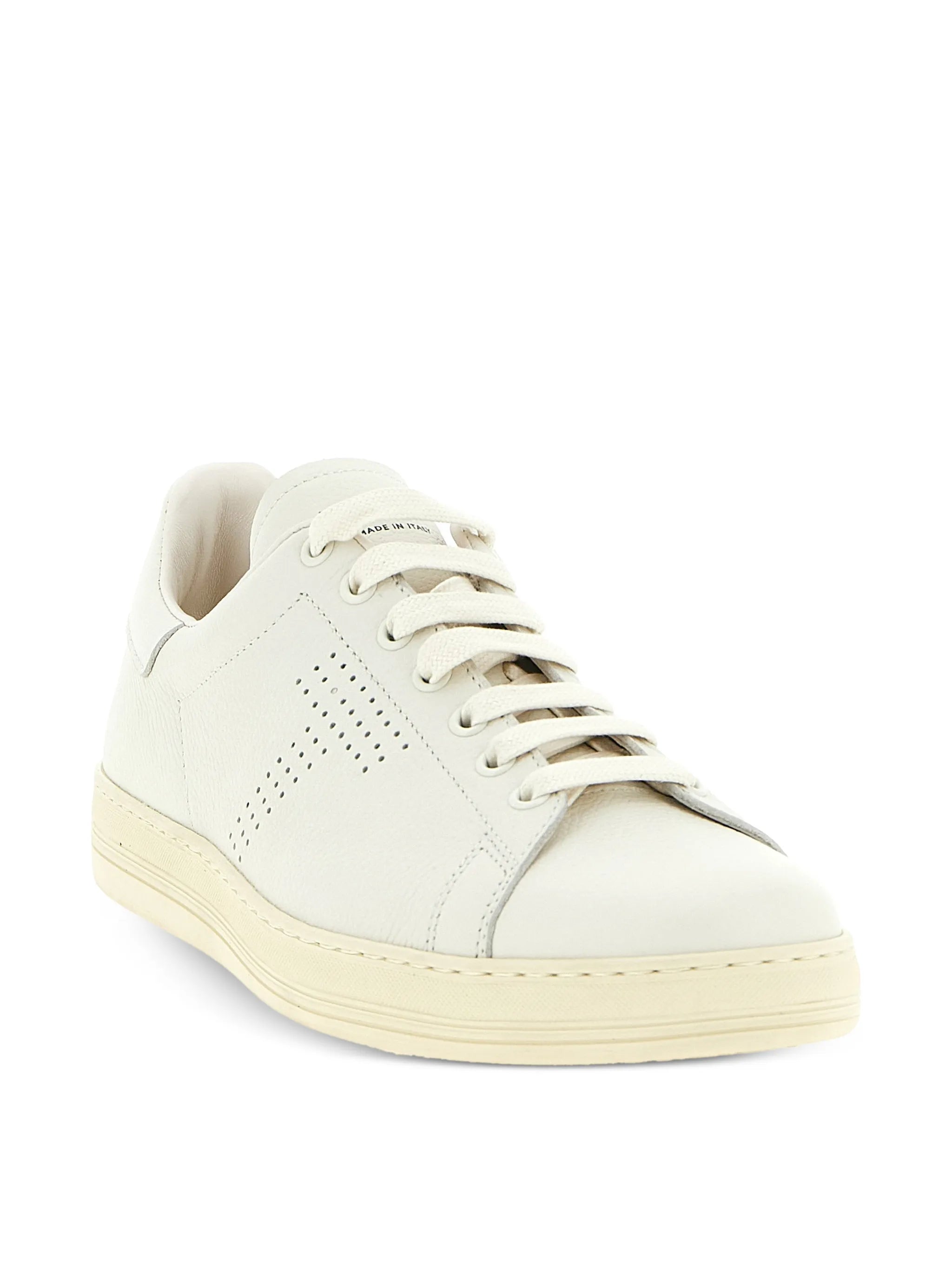 perforated-logo leather sneakers