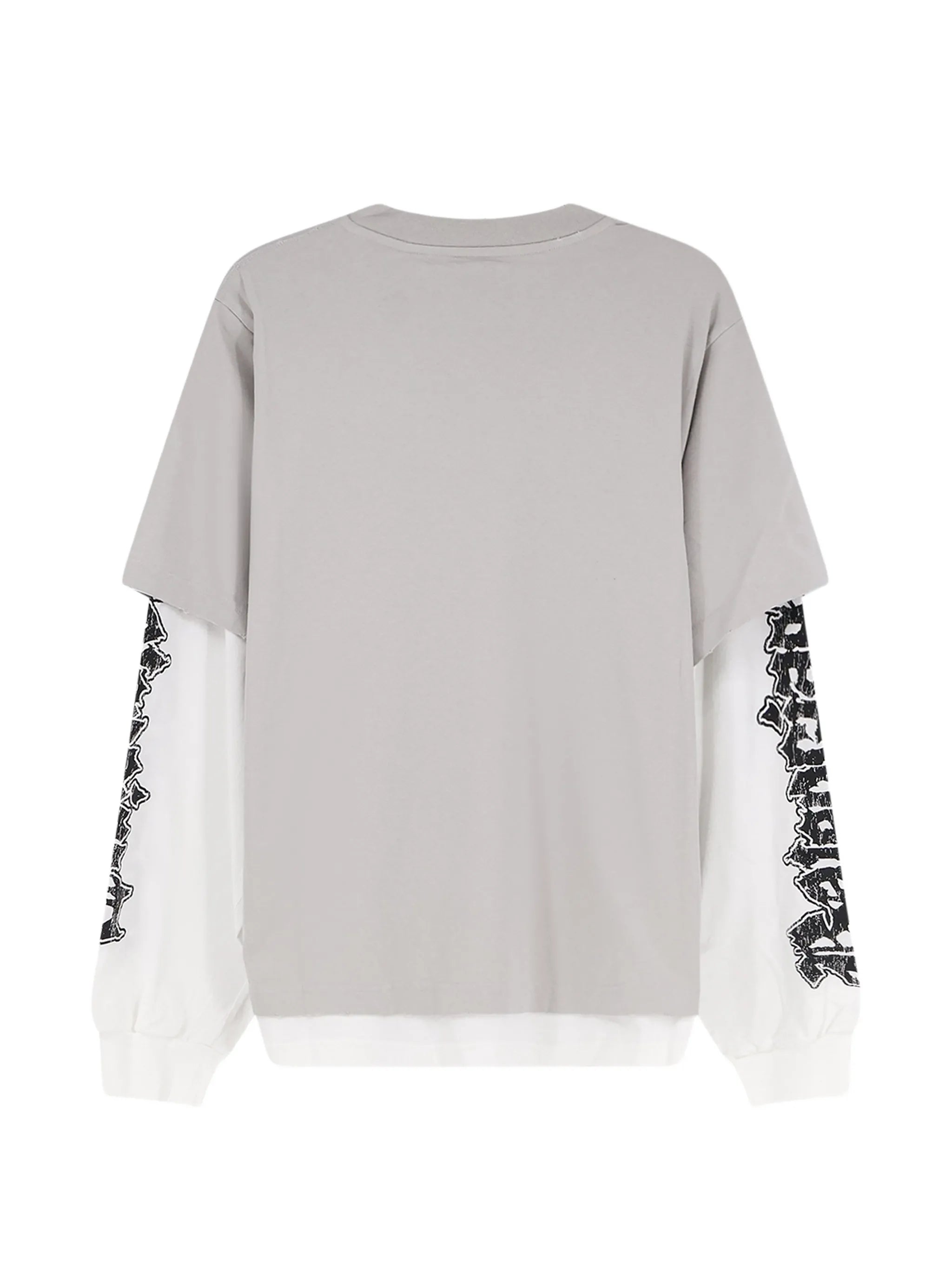 layered-sleeve logo-embroidered t-shirt