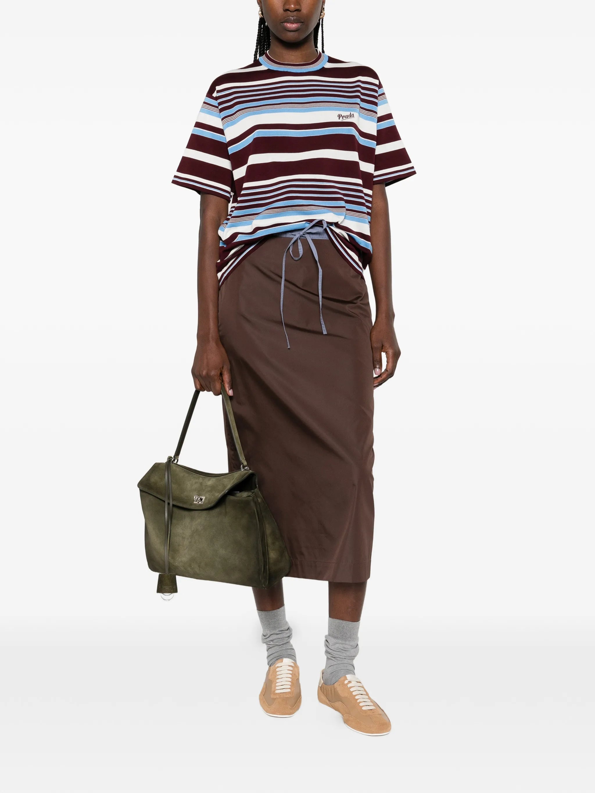 striped embroidered T-shirt