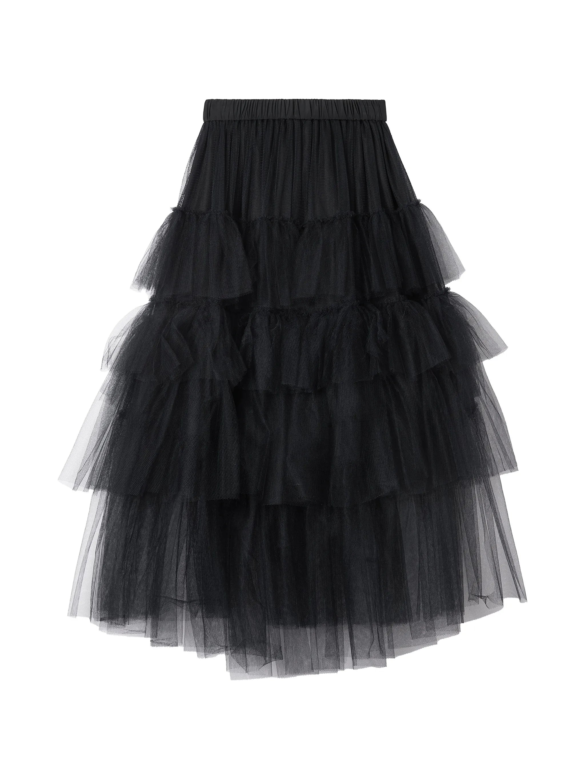 tiered ribbon midi skirt