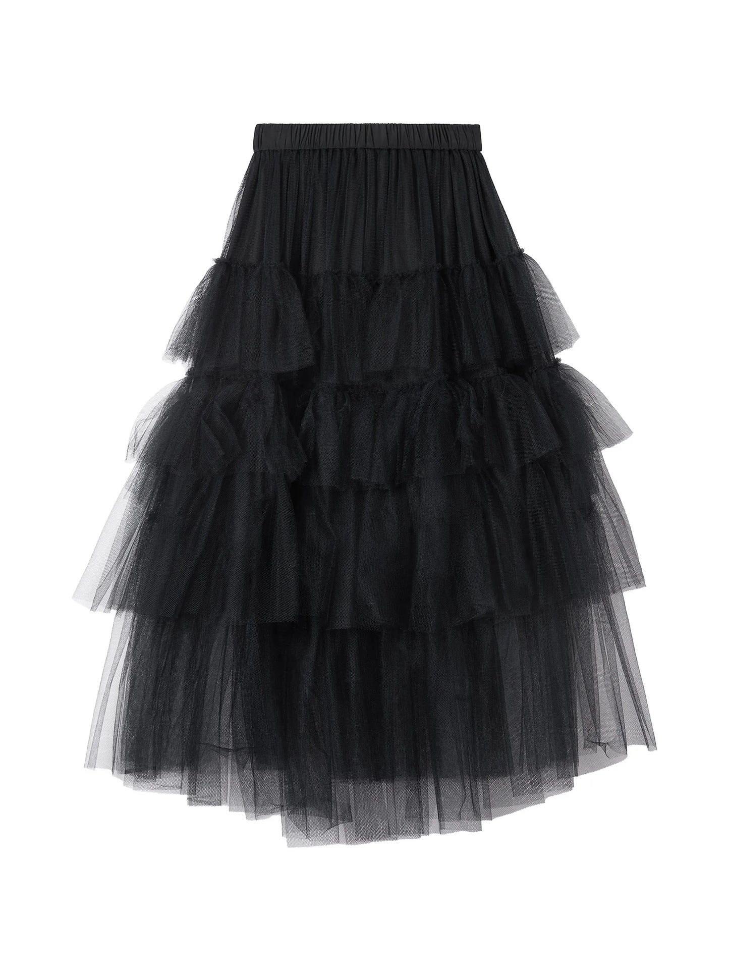 tiered ribbon midi skirt