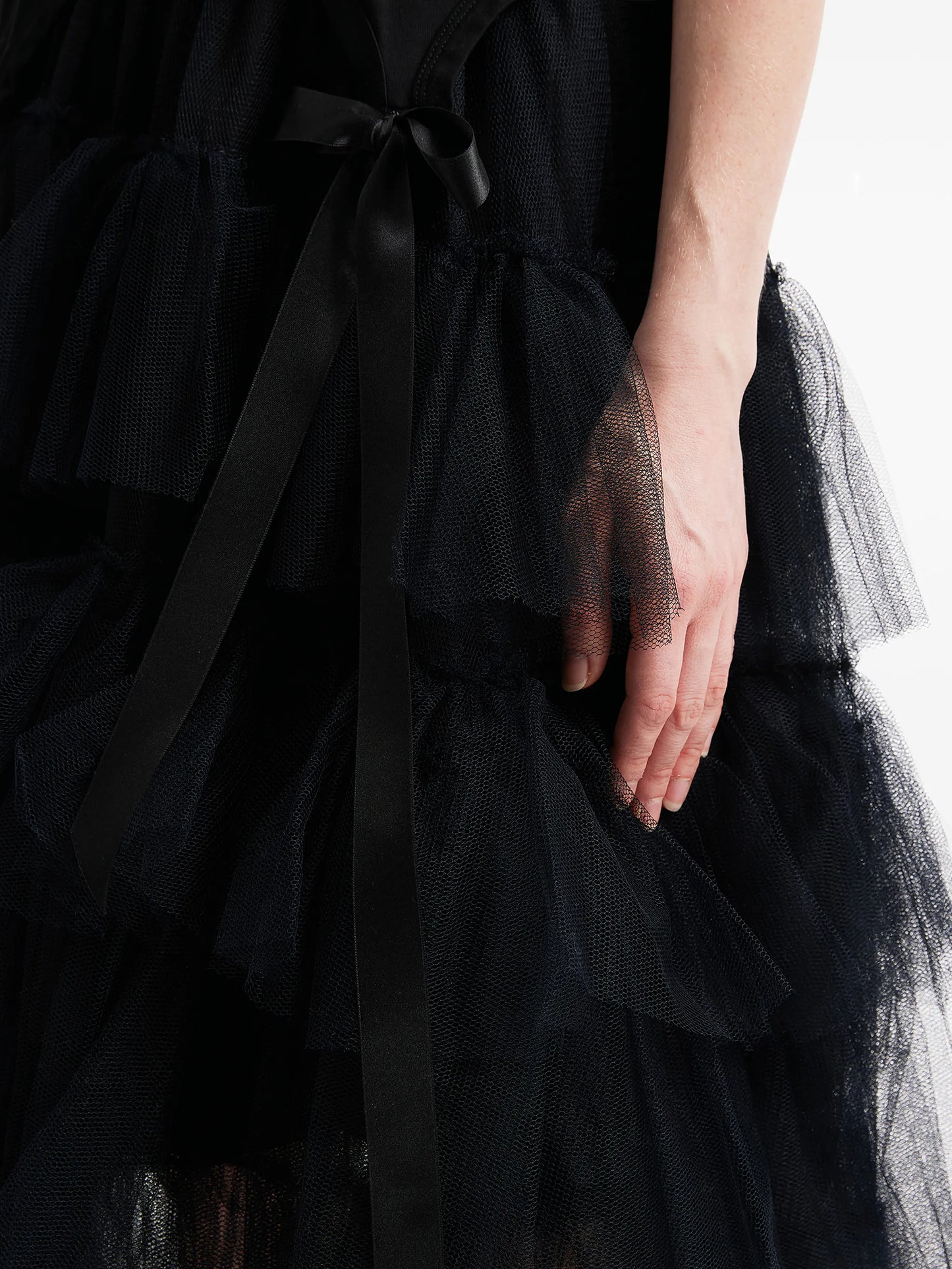 tiered ribbon midi skirt
