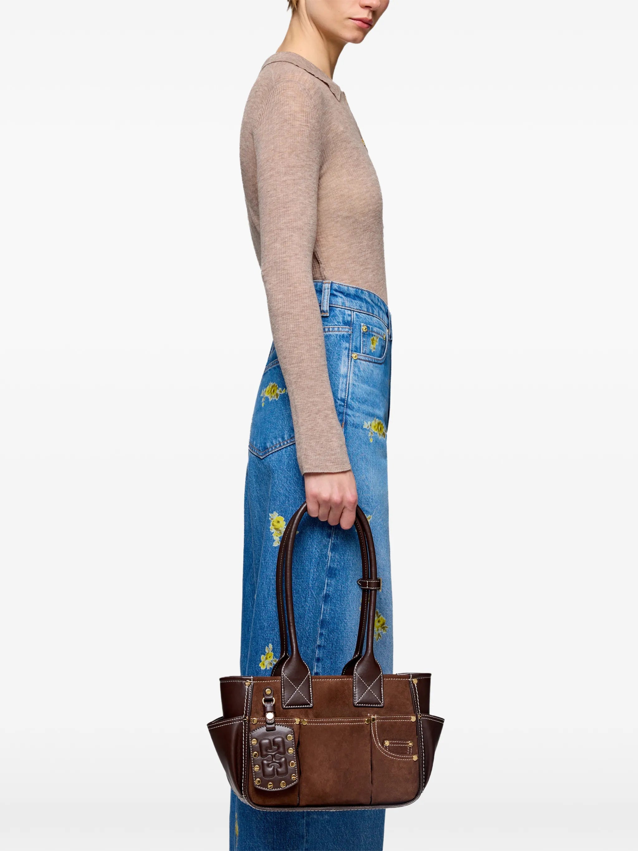 stud embellished shoulder bag