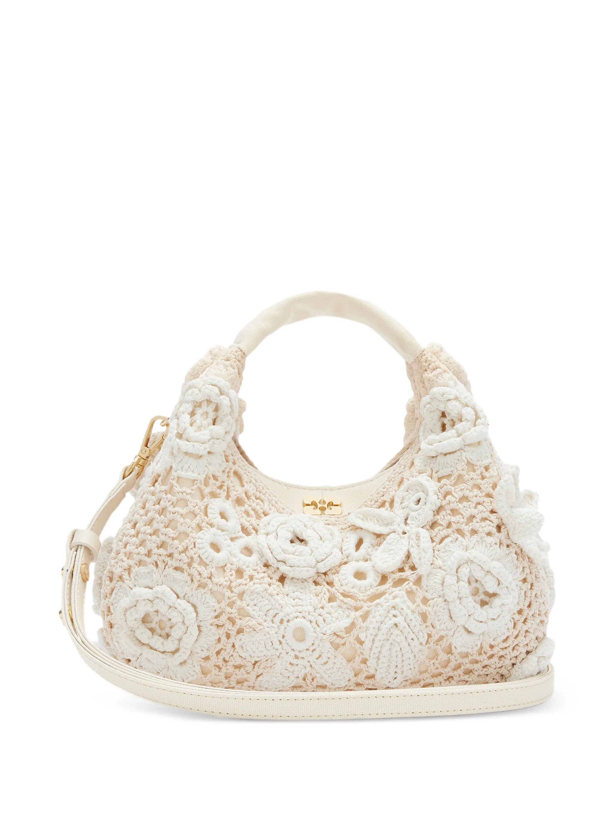 floral crochet tote bag