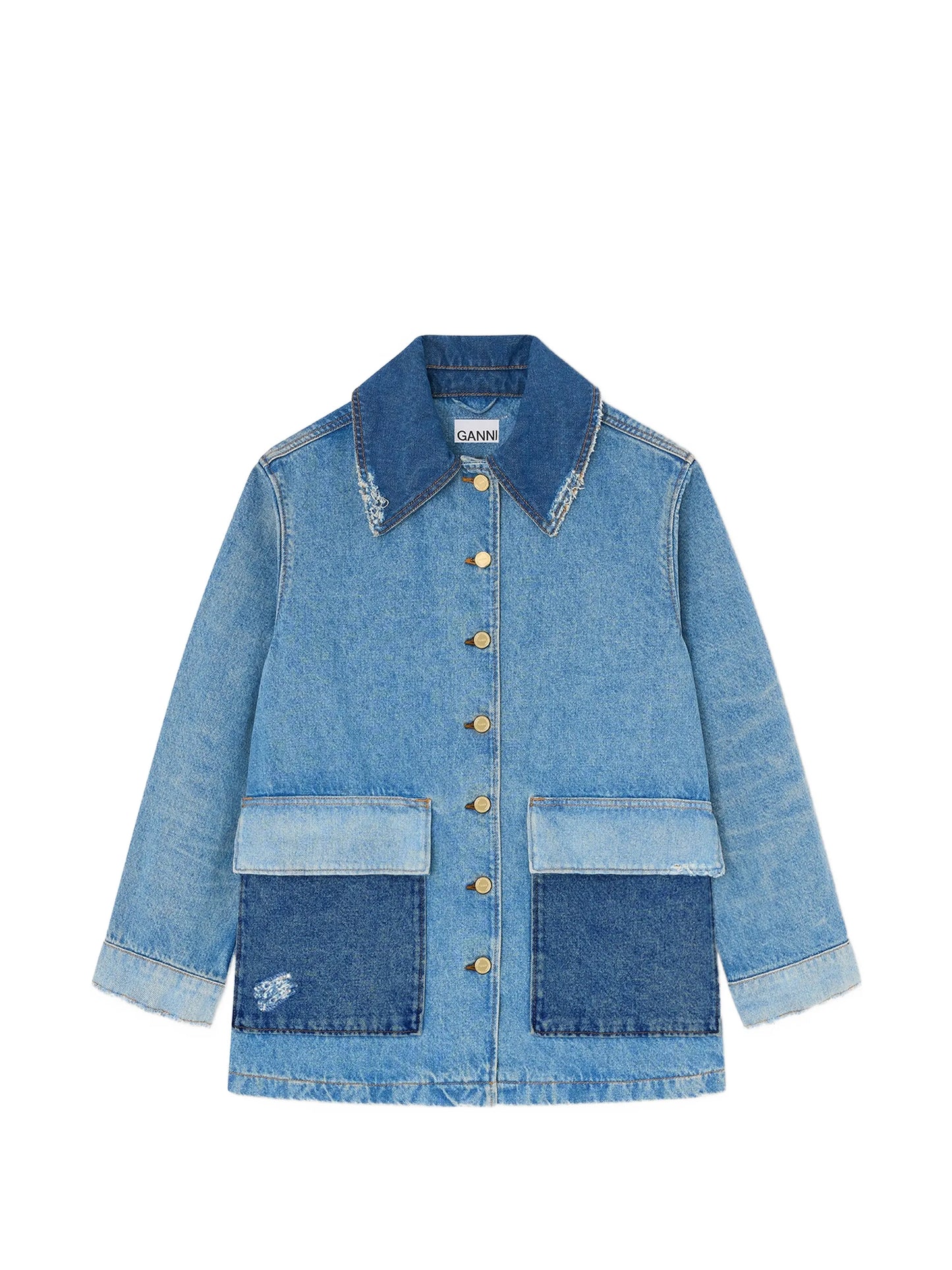 jacket in patchwork denim