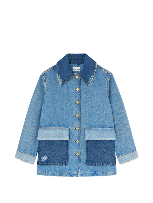 jacket in patchwork denim