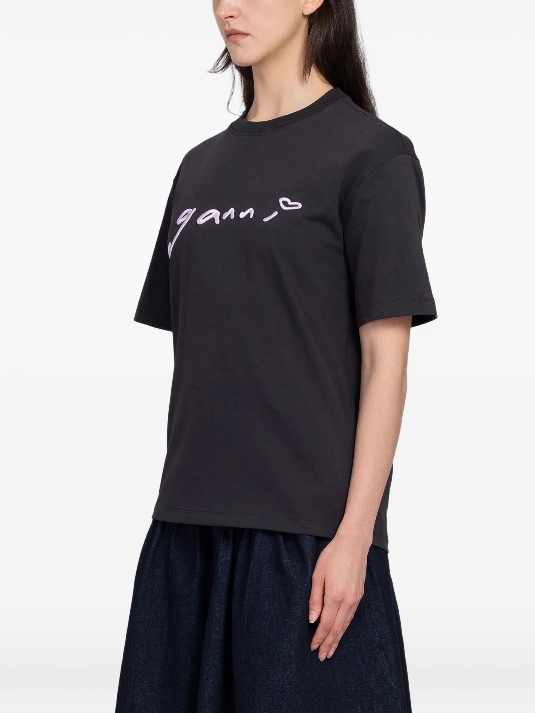 embroidered T-shirt in grey