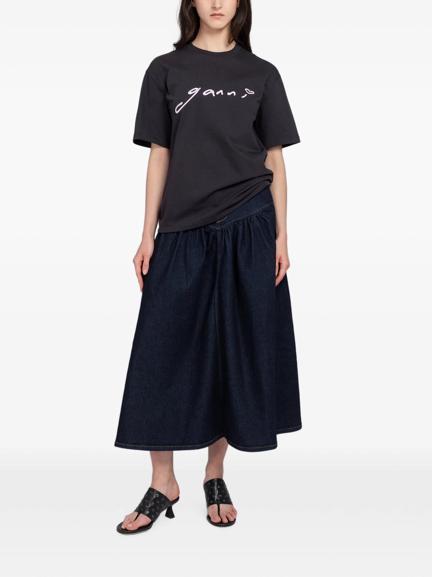 embroidered T-shirt in grey