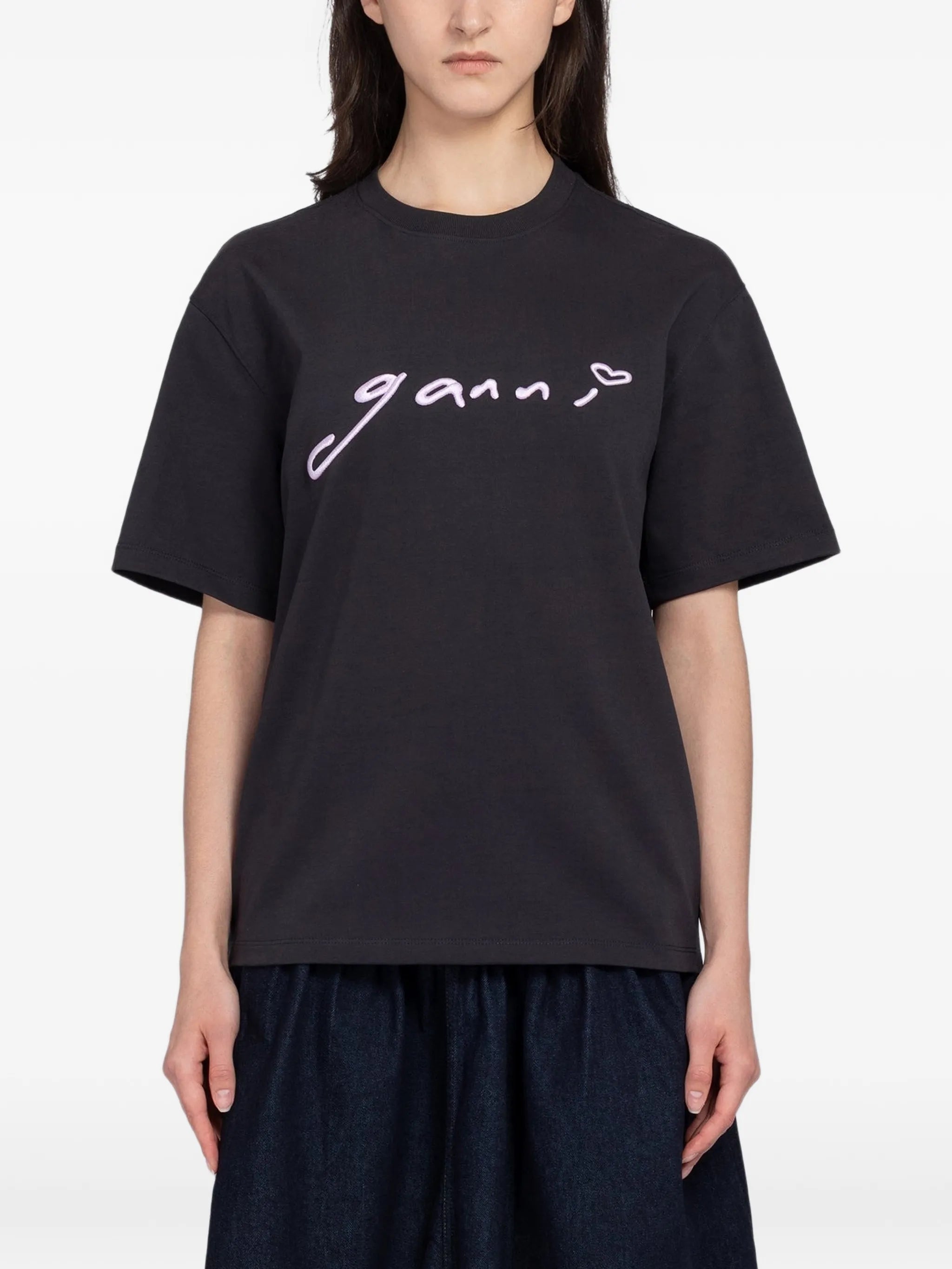 embroidered T-shirt in grey
