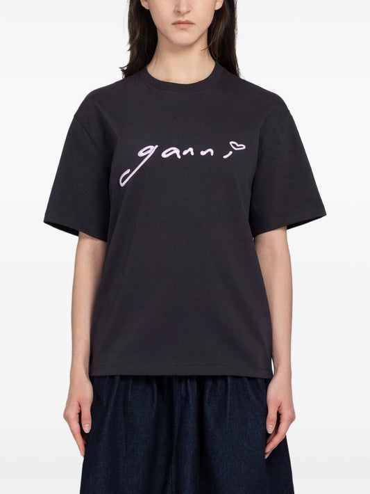 embroidered T-shirt in grey