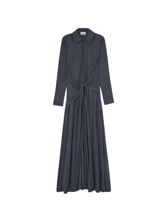buttoned tie-waist maxi dress
