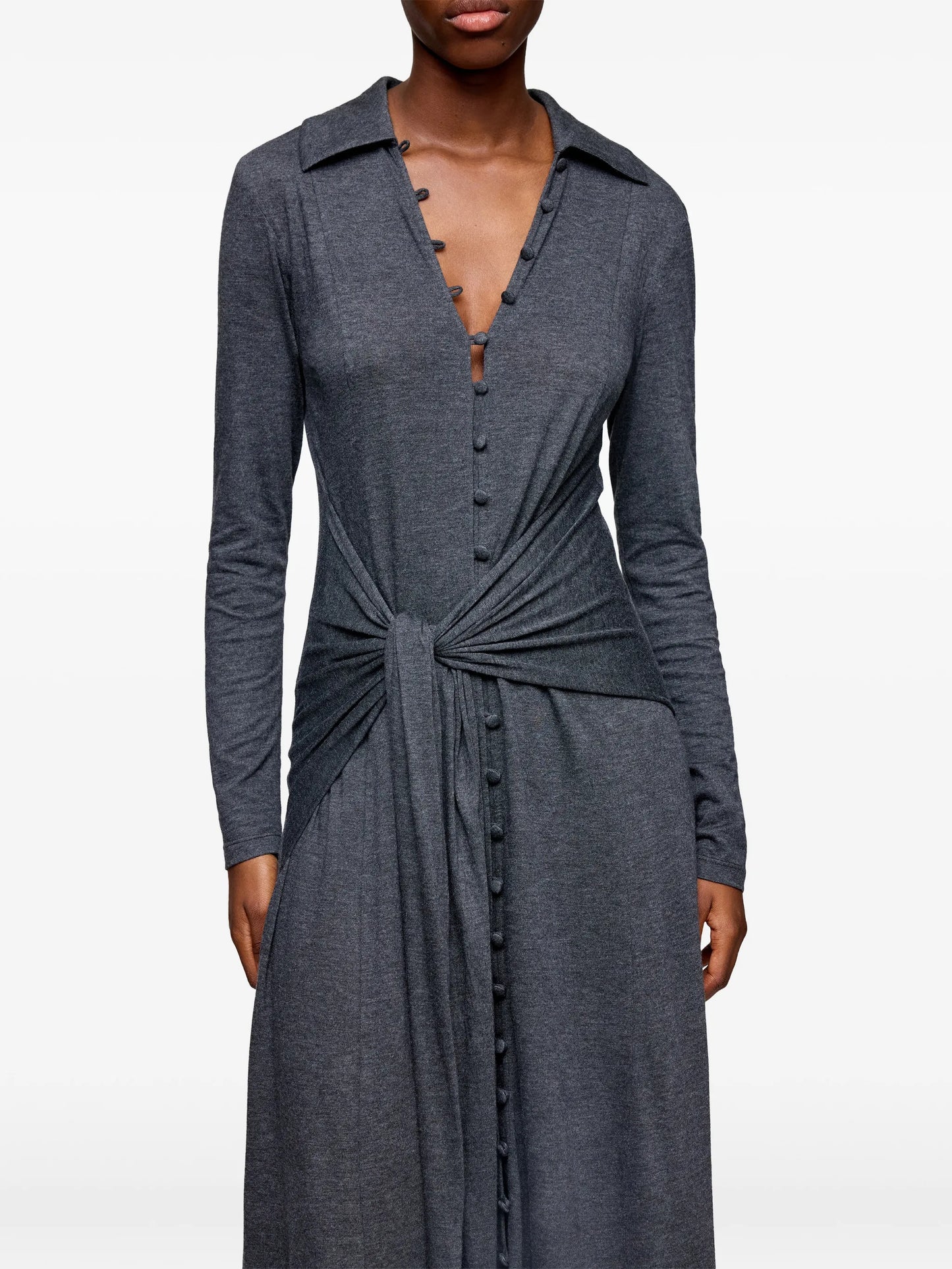 buttoned tie-waist maxi dress
