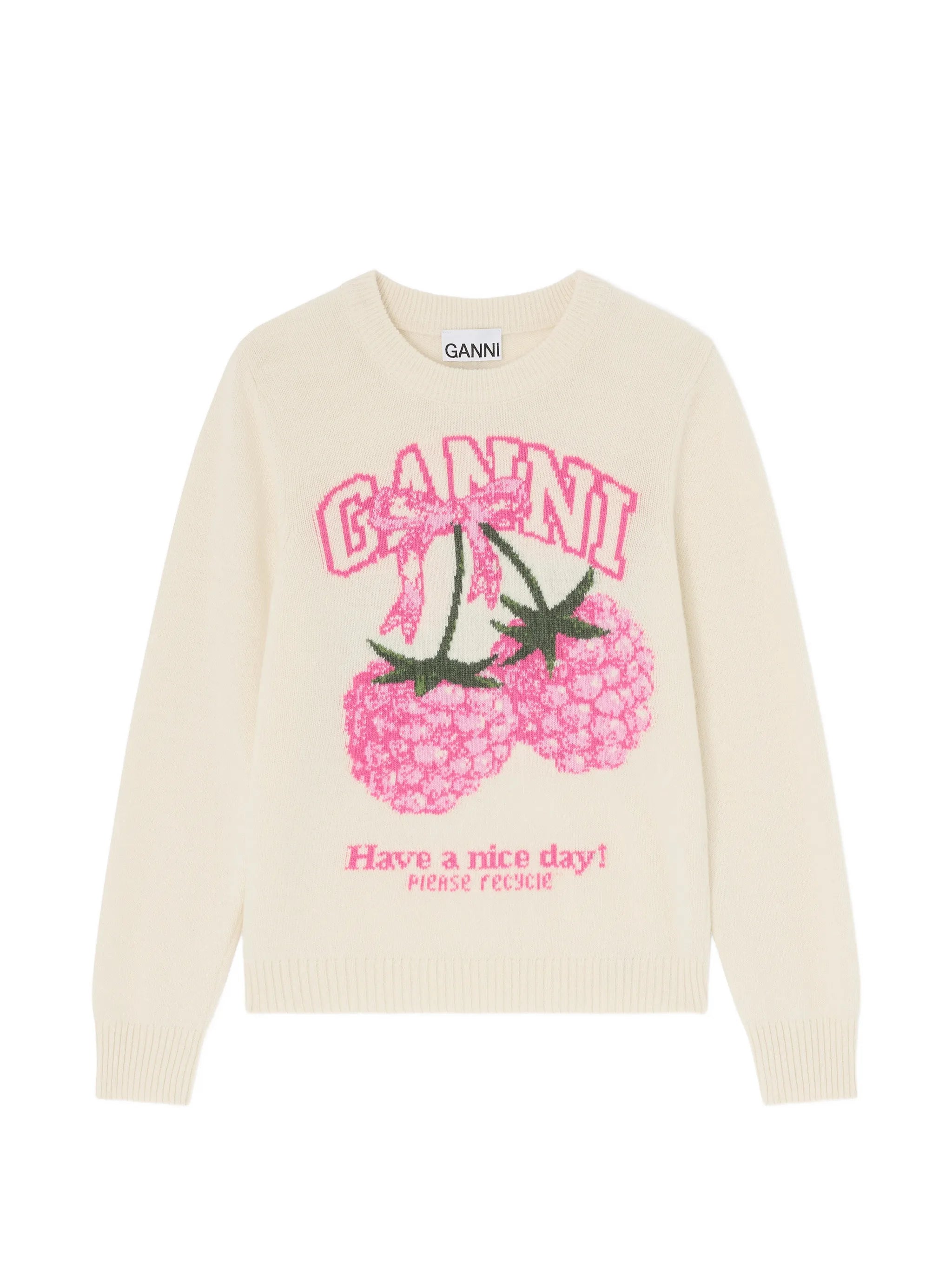 raspberry graphic-print jumper