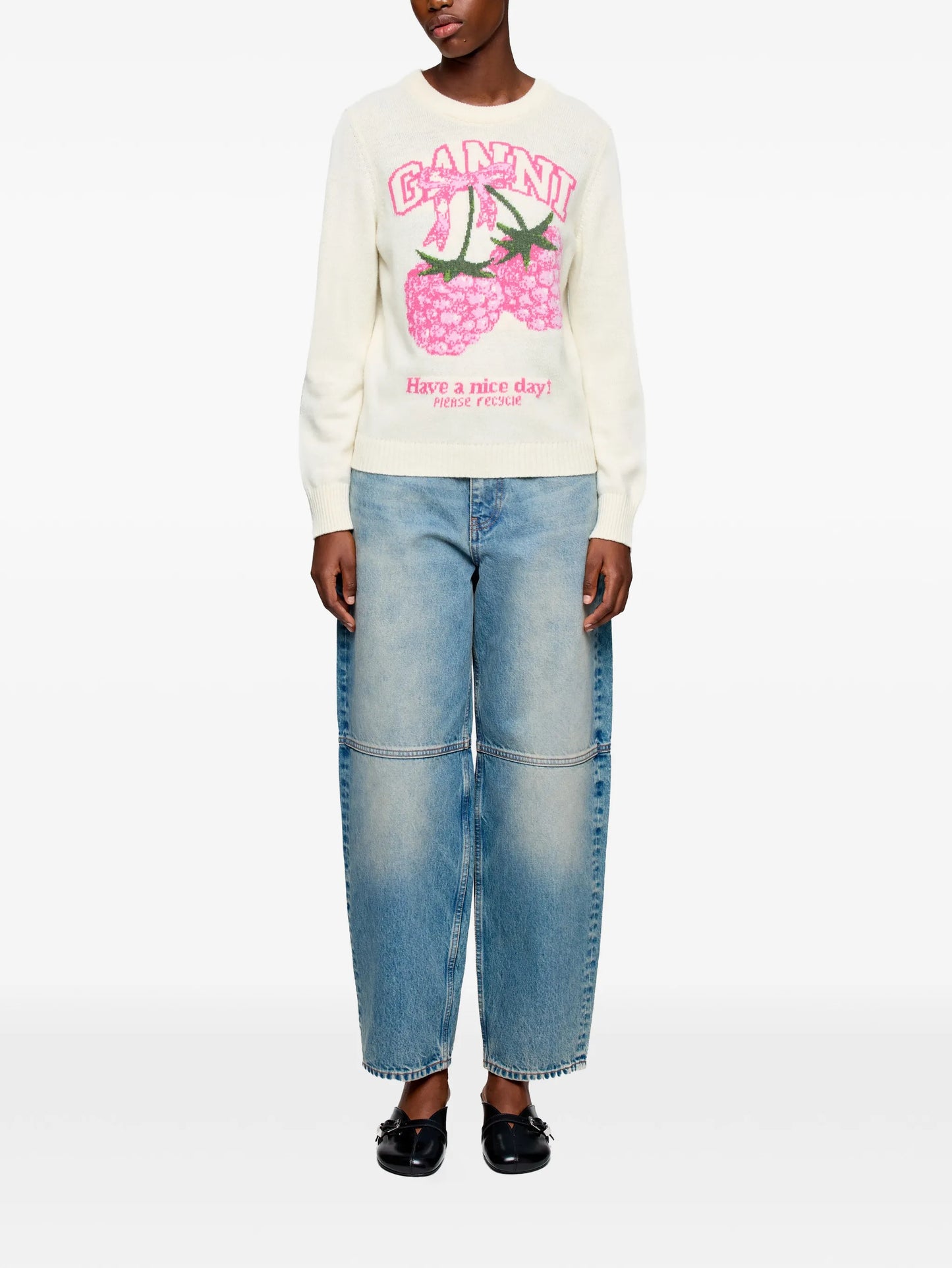 raspberry graphic-print jumper