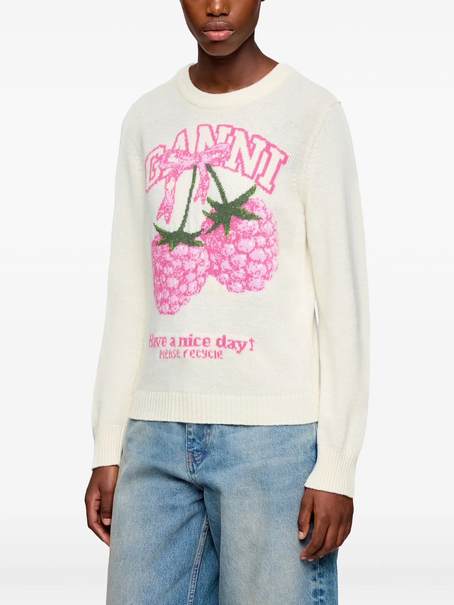 raspberry graphic-print jumper