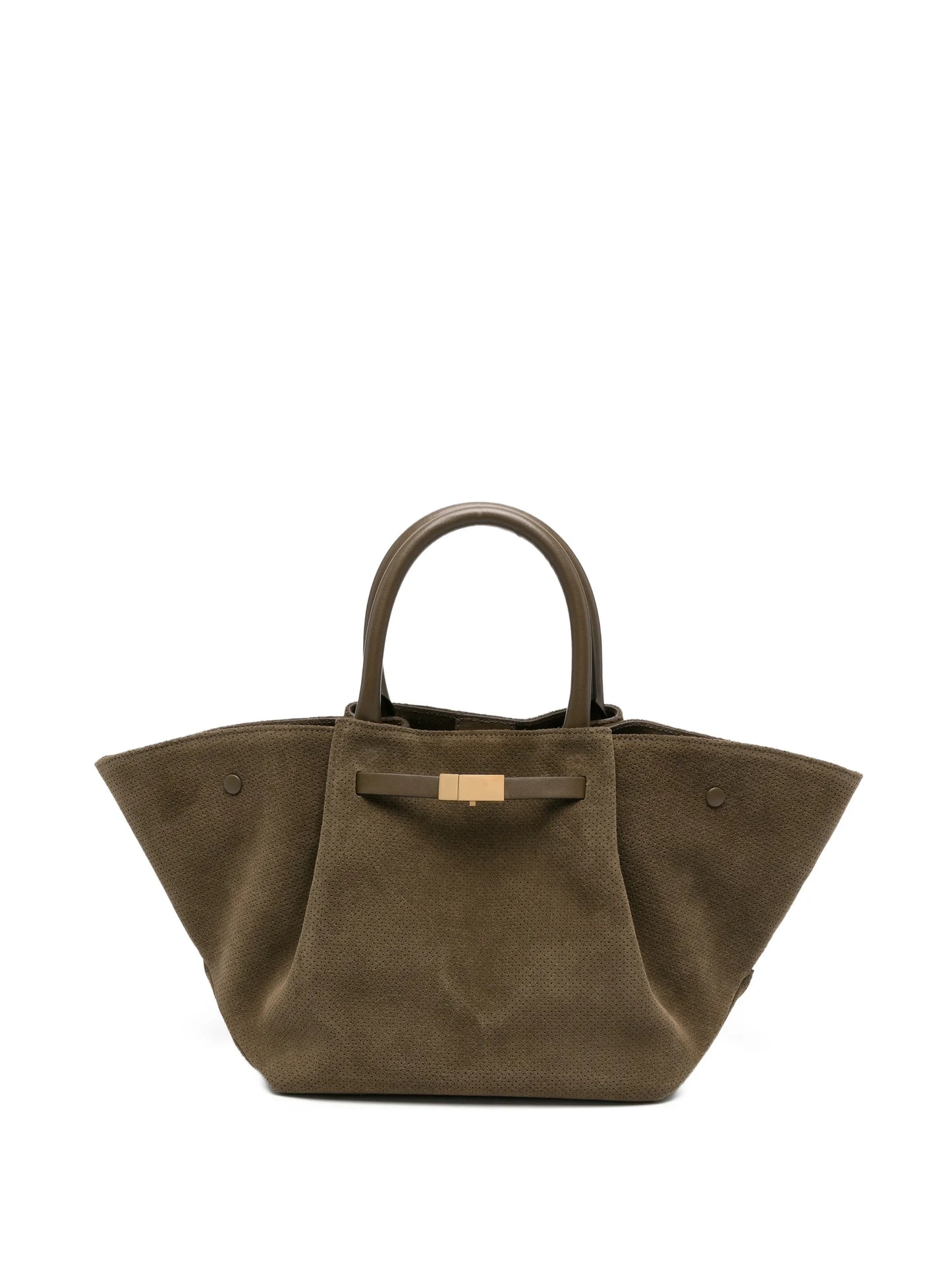 Midi New York perforated-detail suede tote bag