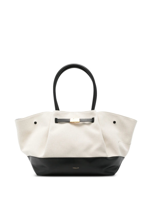 New York canvas leather tote bag