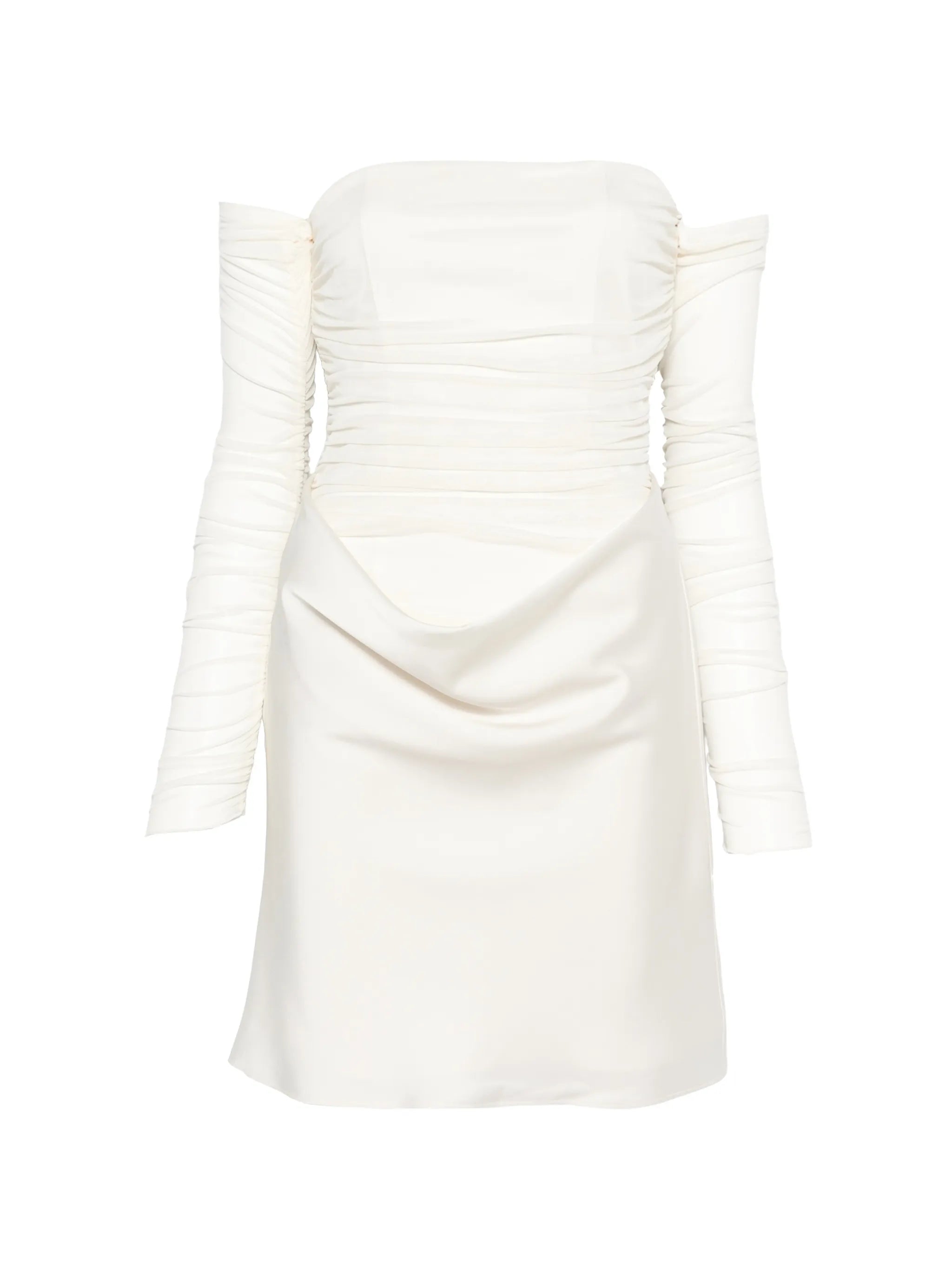 Ruched mesh mini dress